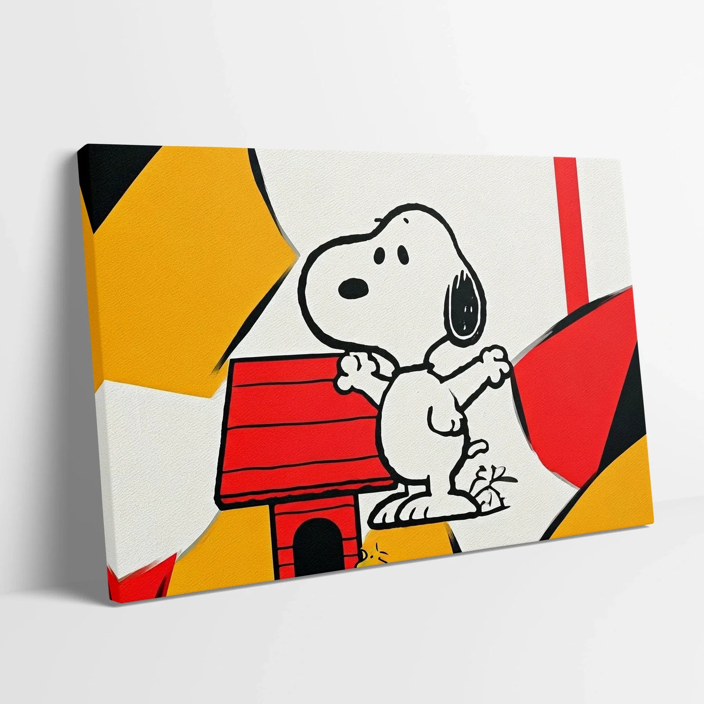 Tablou Modern - Snoopy Geometric Colorat - vedere din lateral sprijinit perete