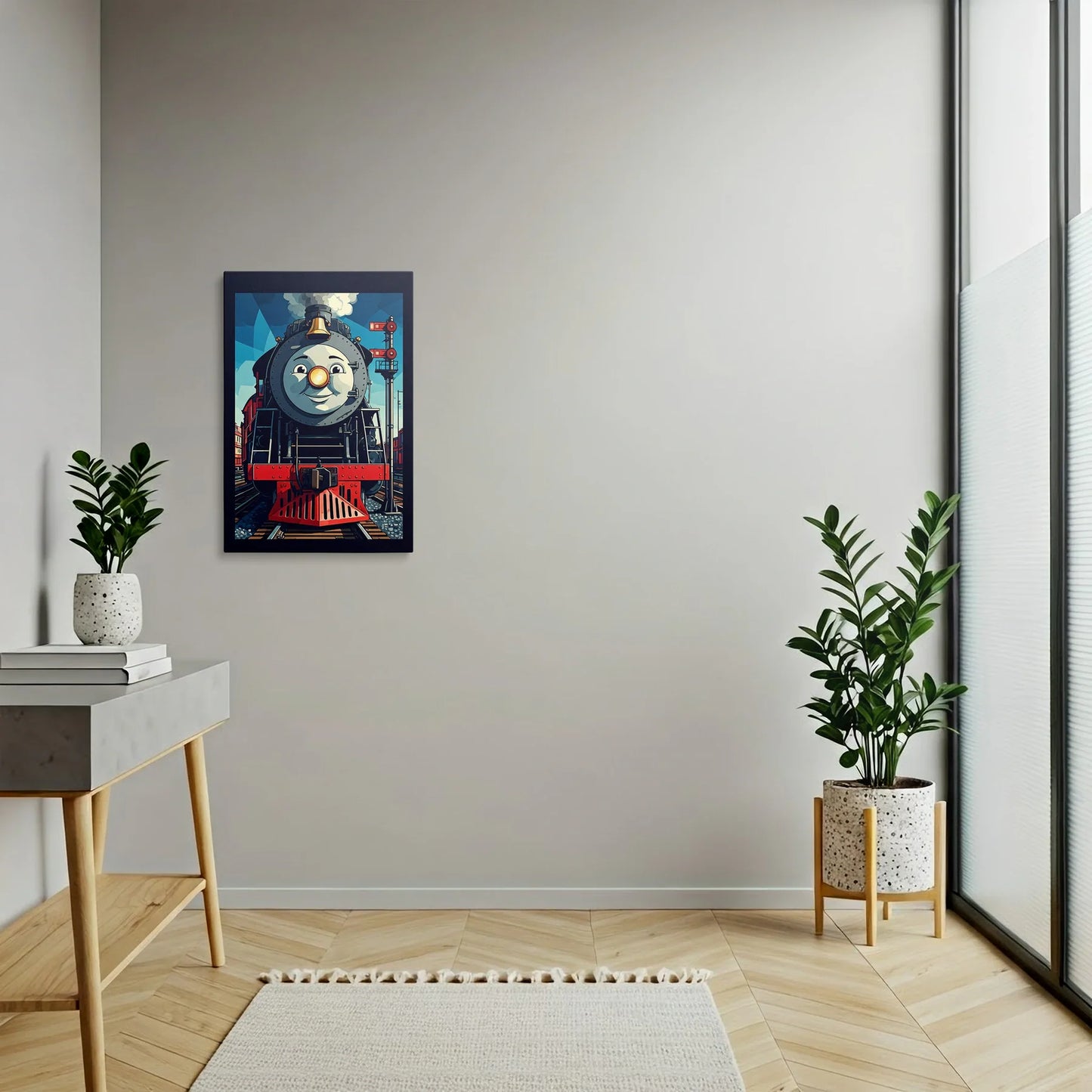 Tablou Modern - Tren Geometric Colorat Pentru Copii - vedere hol