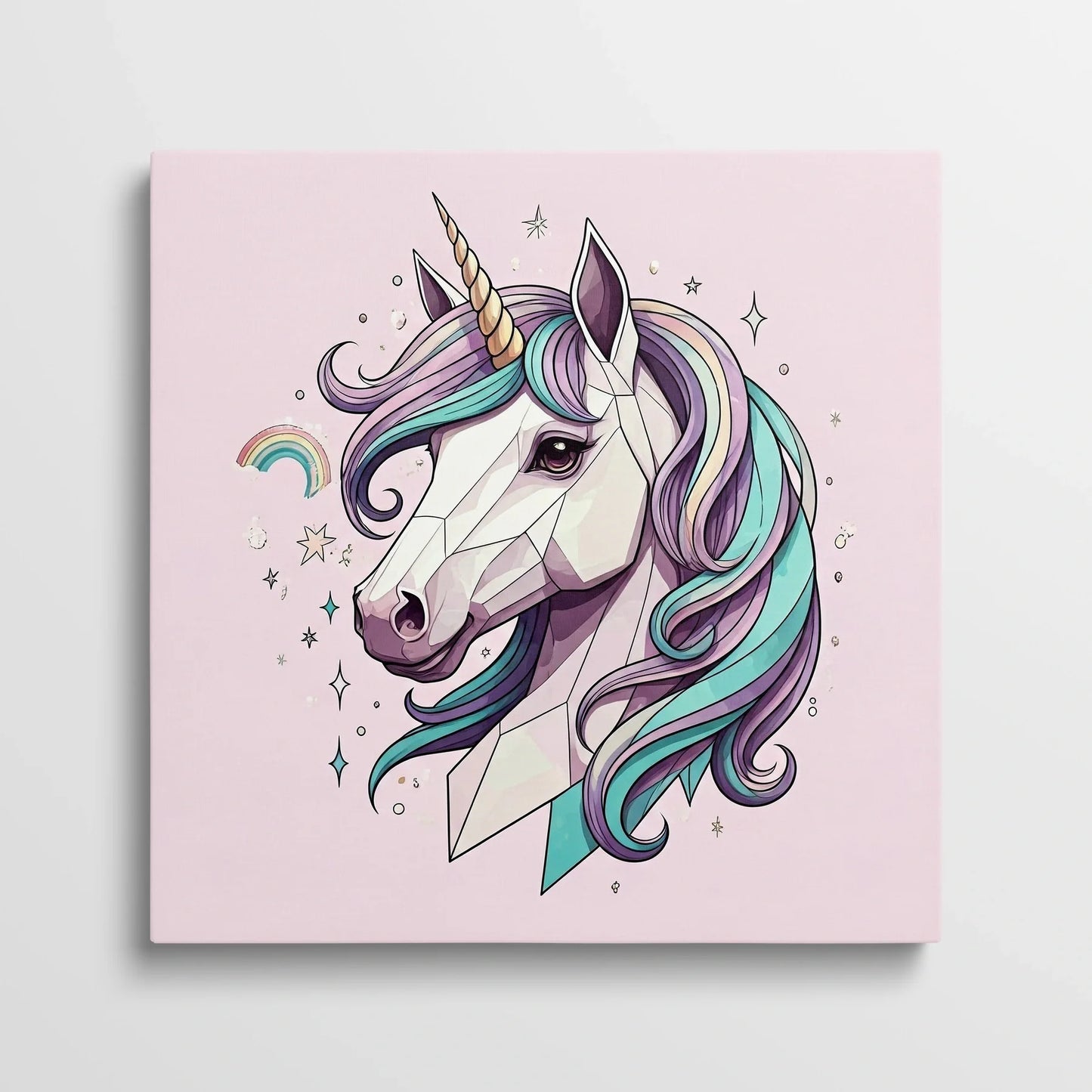 Tablou Modern - Portret Geometric de Unicorn Colorat