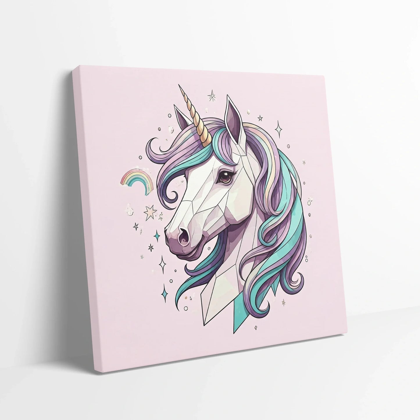 Tablou Modern - Portret Geometric de Unicorn Colorat