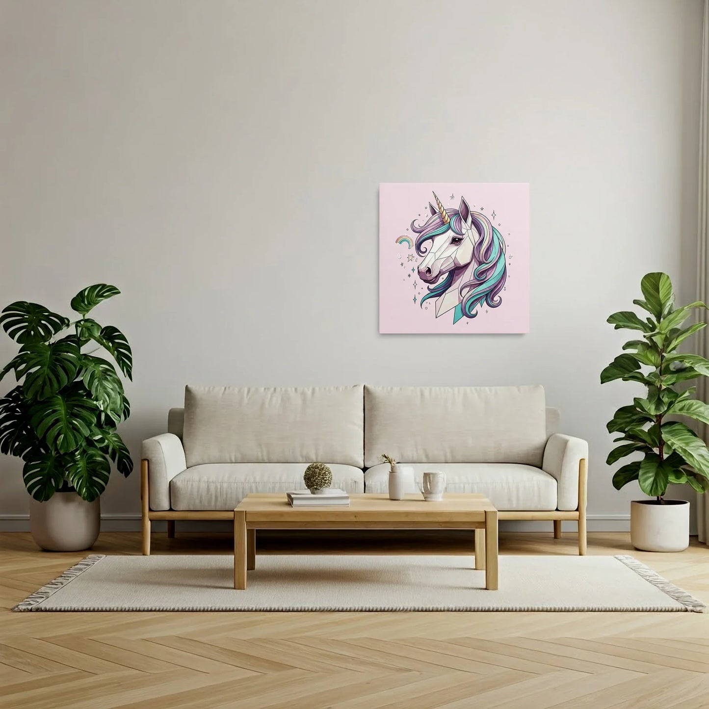 Tablou Modern - Portret Geometric de Unicorn Colorat