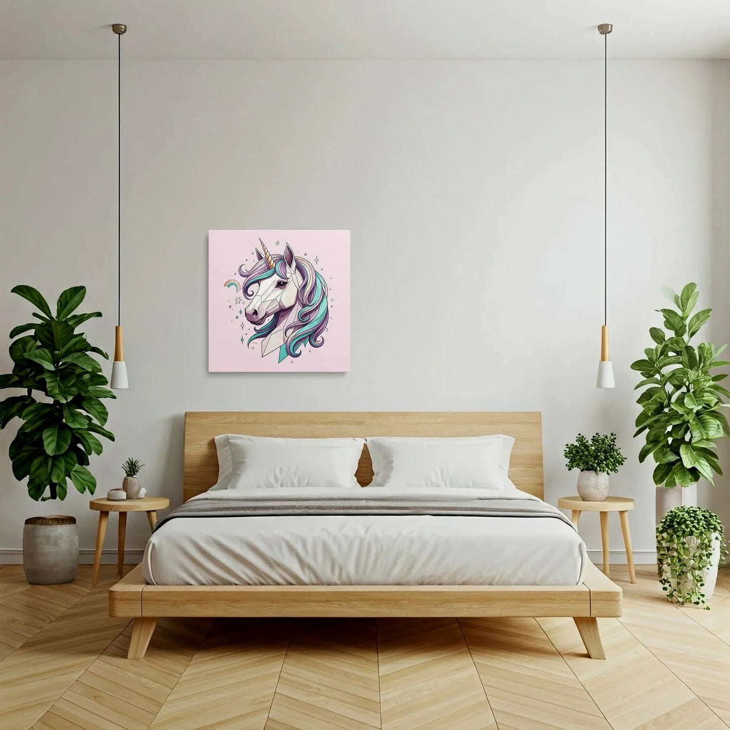 Tablou Modern - Portret Geometric de Unicorn Colorat
