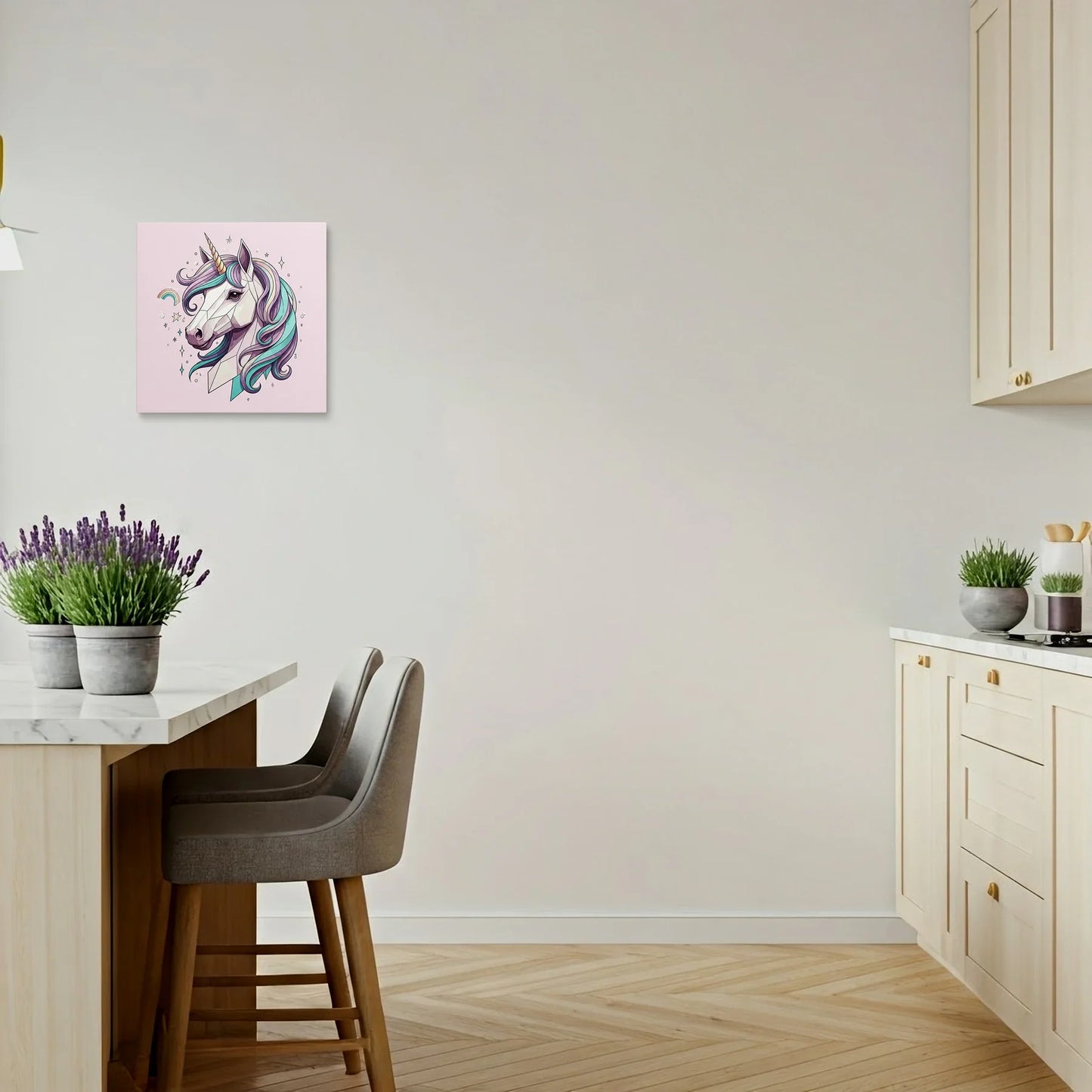 Tablou Modern - Portret Geometric de Unicorn Colorat