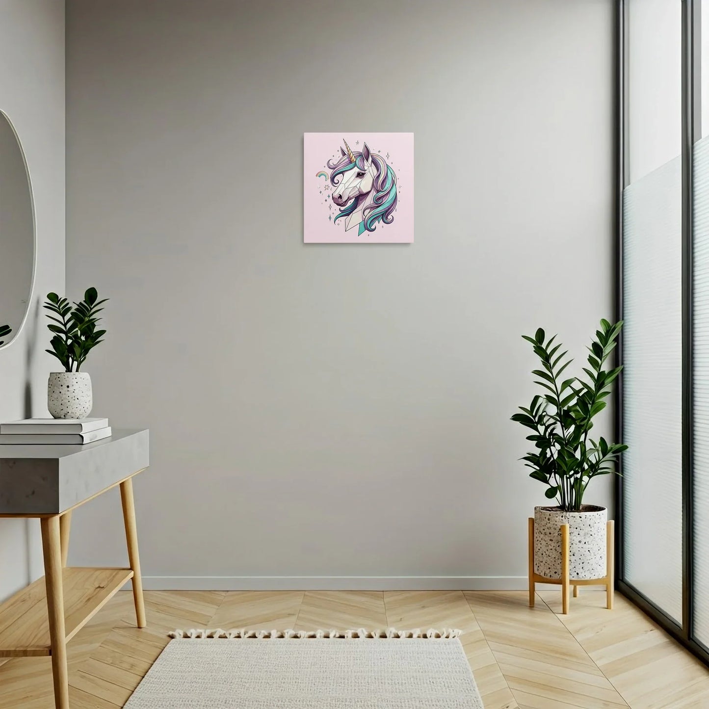 Tablou Modern - Portret Geometric de Unicorn Colorat