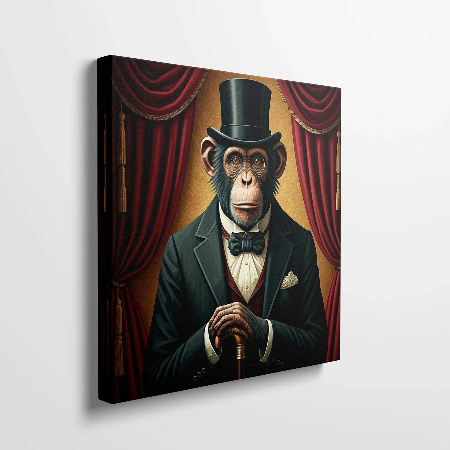 Tablou Modern - Portret de Maimuță Aristocratică - vedere din lateral sprijinit perete