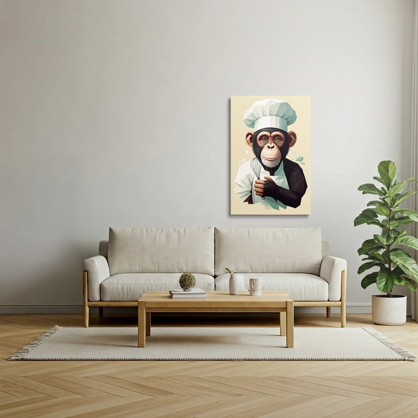 Tablou Modern - Portret Geometric Al Maimuței Chef - vedere living
