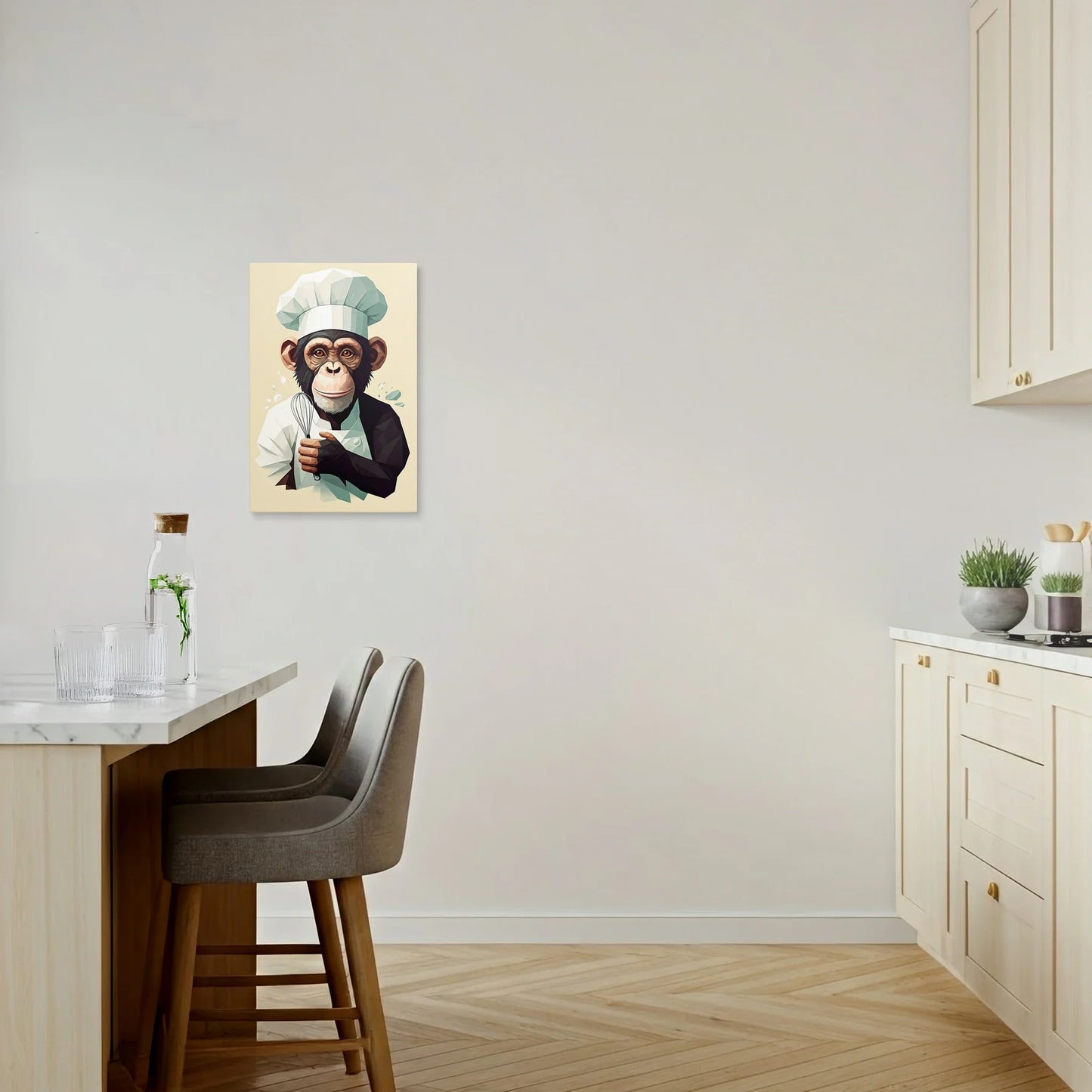 Tablou Modern - Portret Geometric Al Maimuței Chef - vedere bucatarie