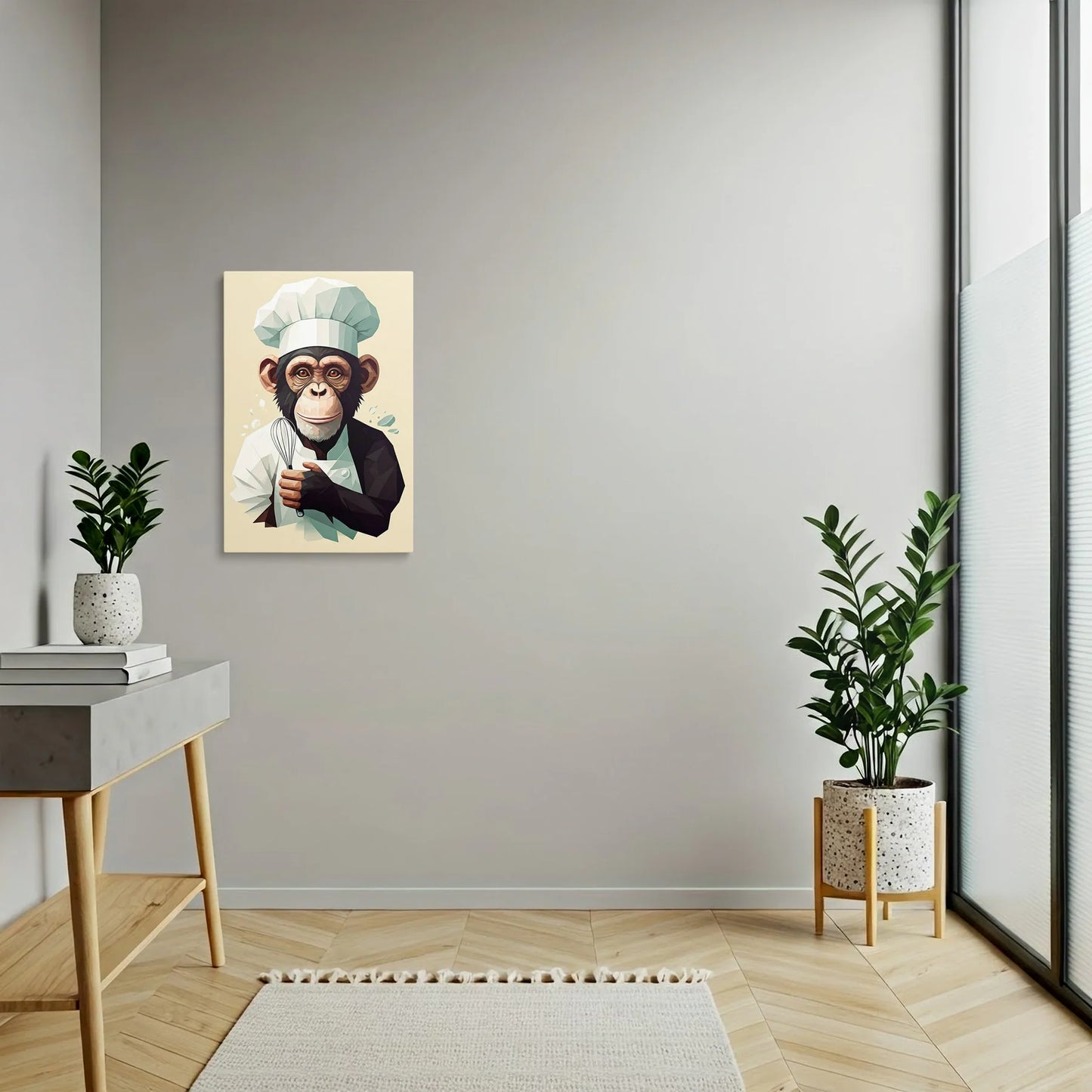 Tablou Modern - Portret Geometric Al Maimuței Chef - vedere hol