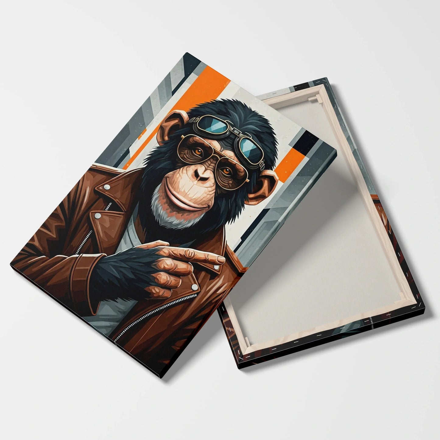 Tablou Modern - Portret Geometric de Maimuță 2 - vedere fata verso