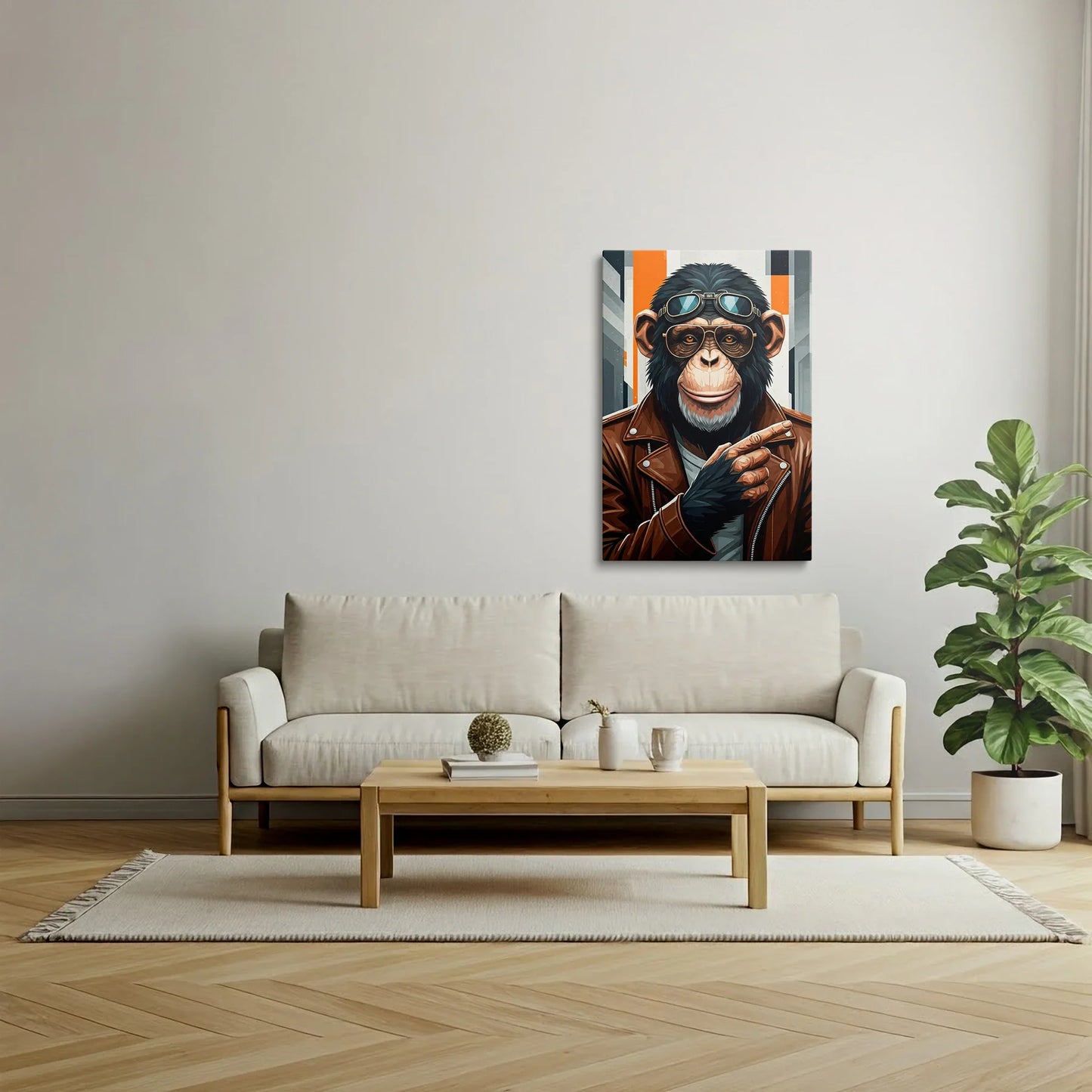 Tablou Modern - Portret Geometric de Maimuță 2 - vedere living