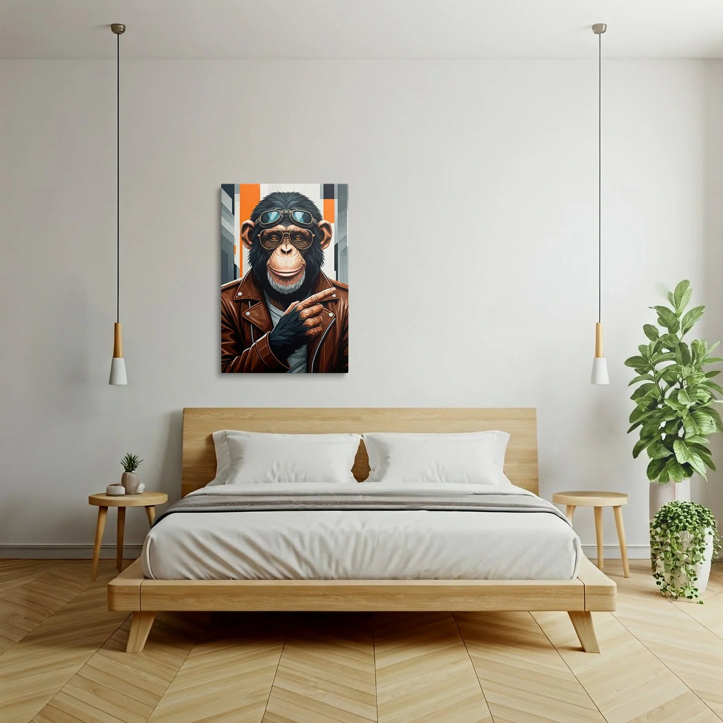 Tablou Modern - Portret Geometric de Maimuță 2 - vedere dormitor