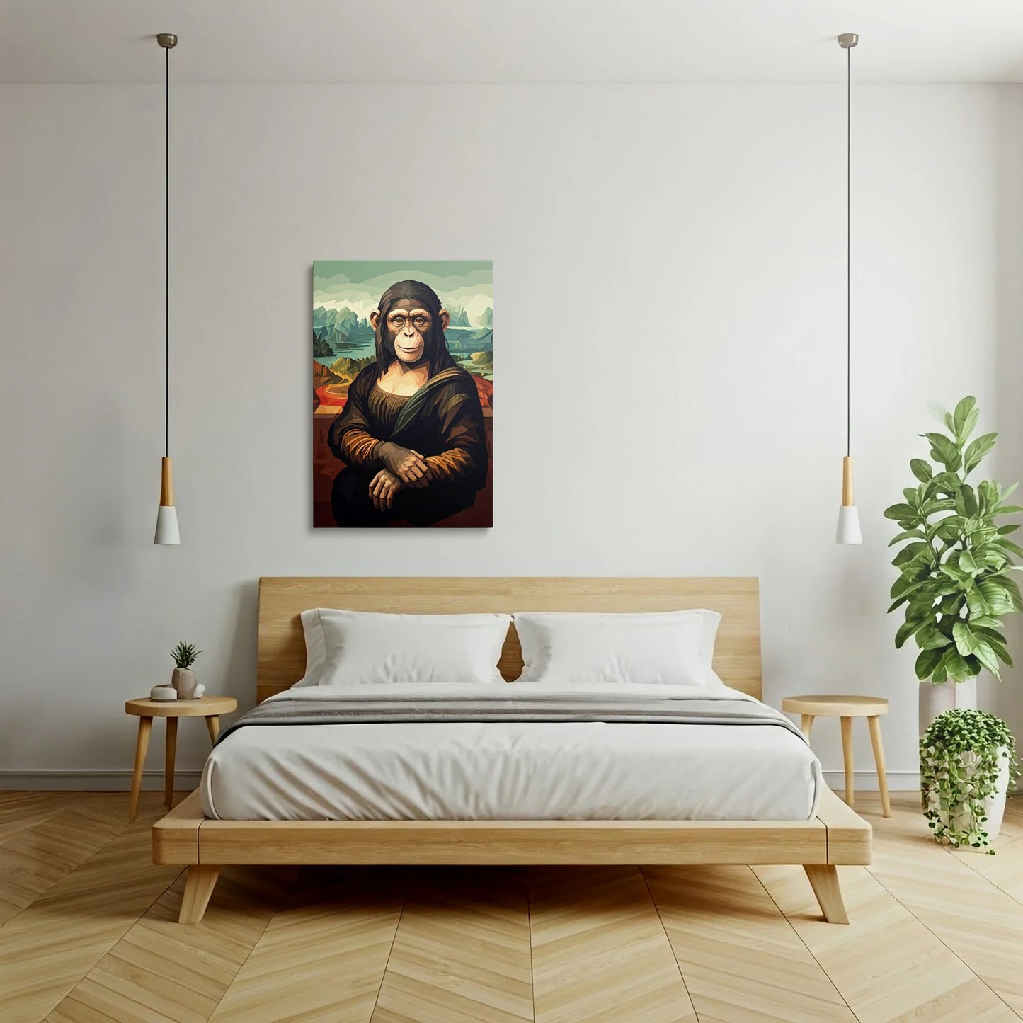 Tablou Modern - Portret Geometric cu Maimuță 2 - vedere dormitor