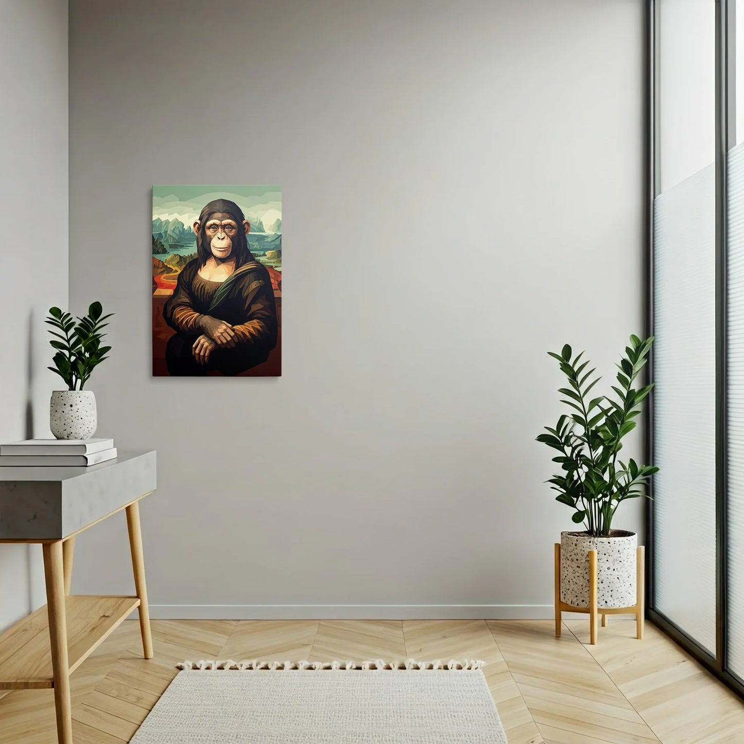 Tablou Modern - Portret Geometric cu Maimuță 2 - vedere hol