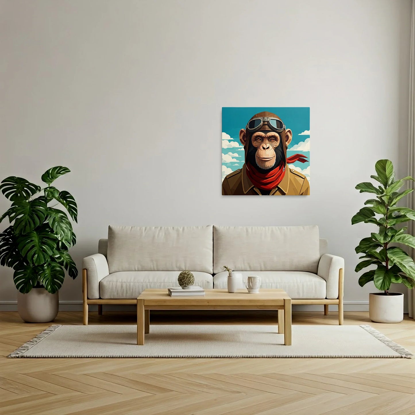 Tablou Modern - Portret Geometric de Maimuță 3 - vedere living