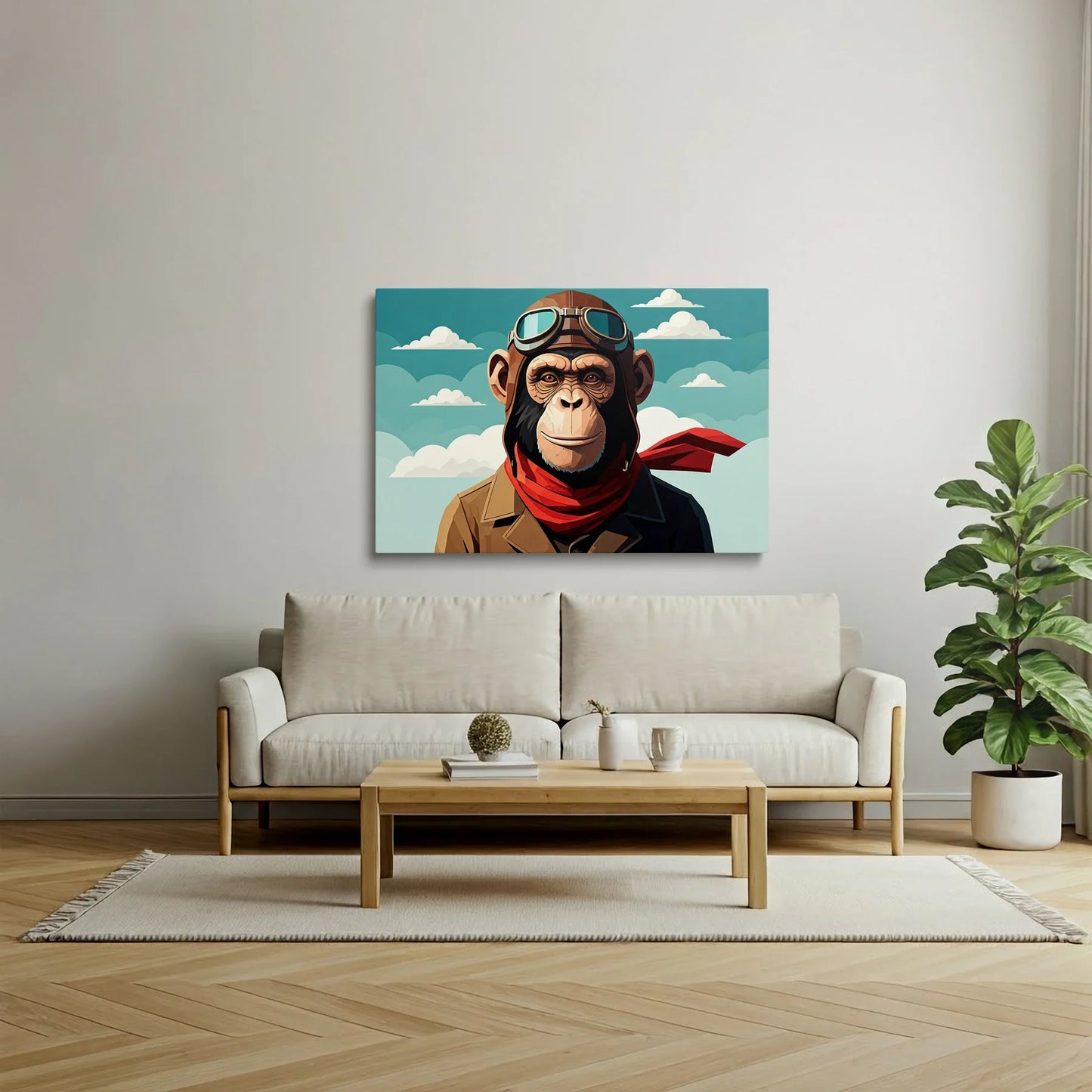 Tablou Modern - Portret Geometric de Maimuță 4 - vedere living