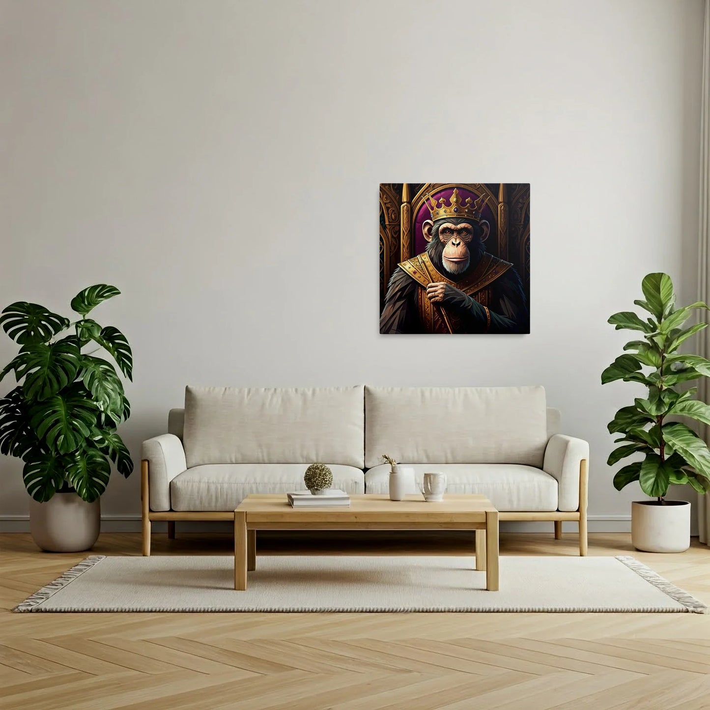 Tablou Modern - Maimuță Regală în Stil Cubist - vedere living