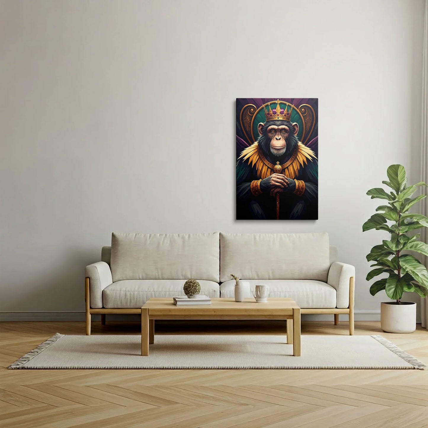 Tablou Modern - Portret de Maimuță Regală - vedere living