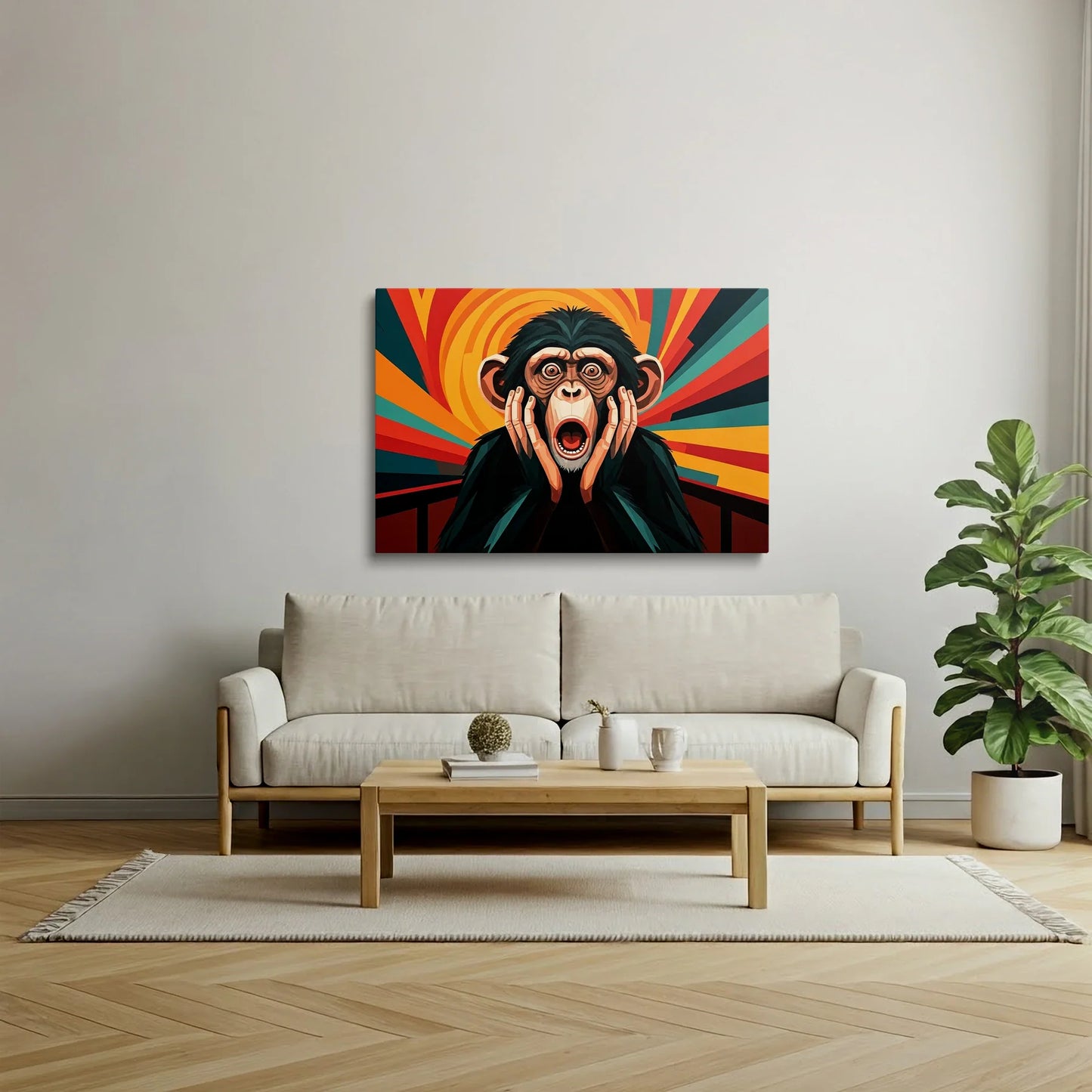 Tablou Modern - Portret Geometric de Maimuță 5 - vedere living
