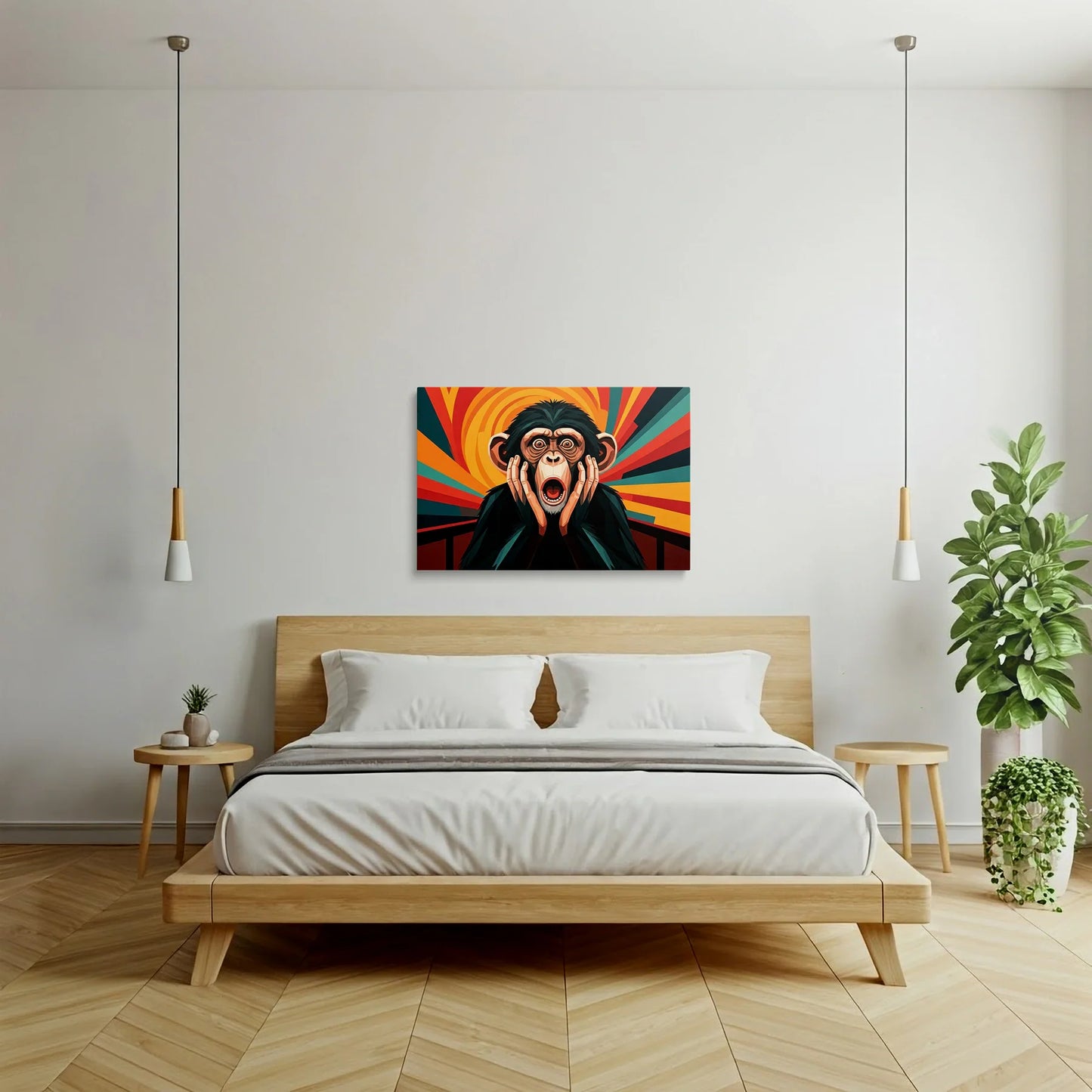 Tablou Modern - Portret Geometric de Maimuță 5 - vedere dormitor