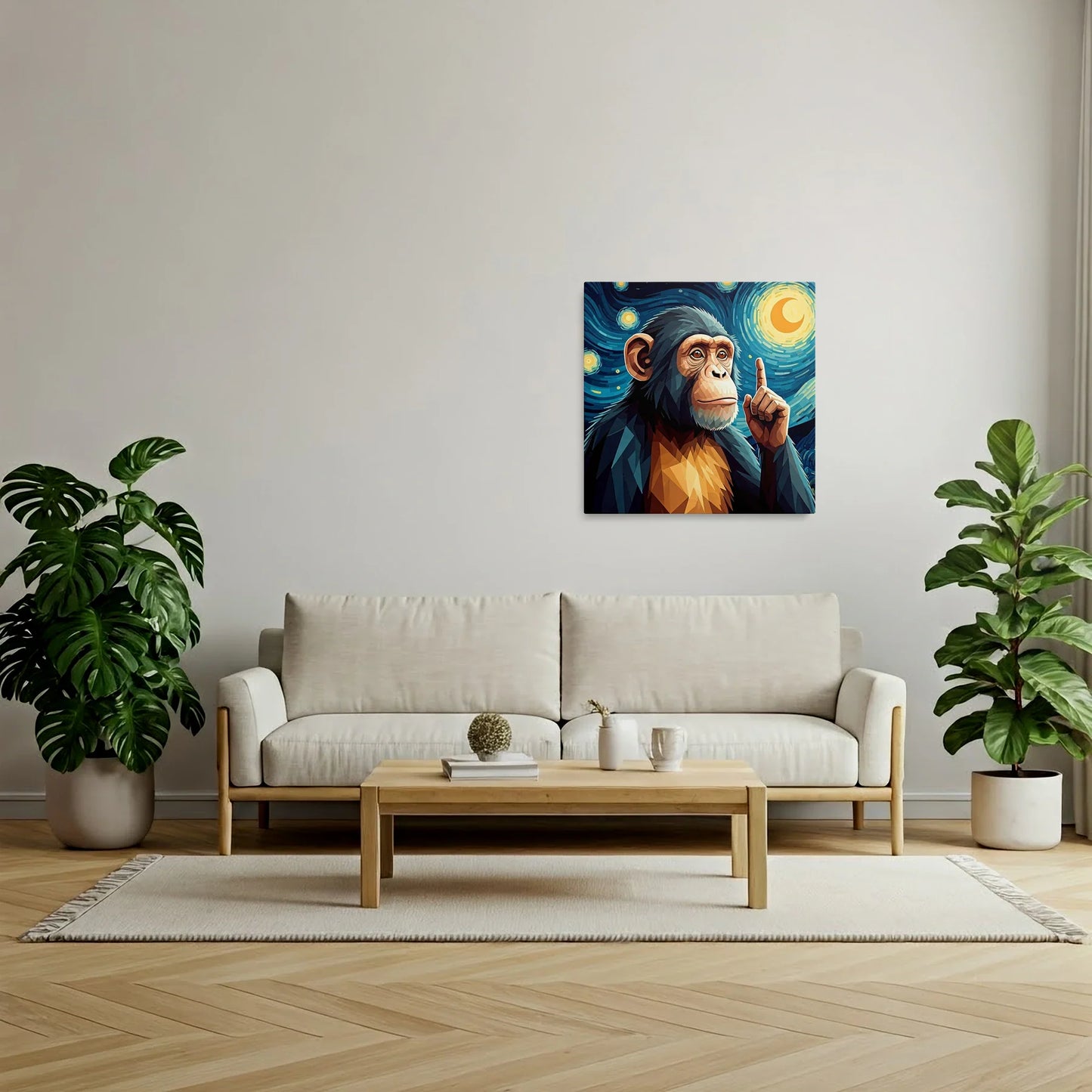 Tablou Modern - Portret Geometric de Maimuță 6 - vedere living