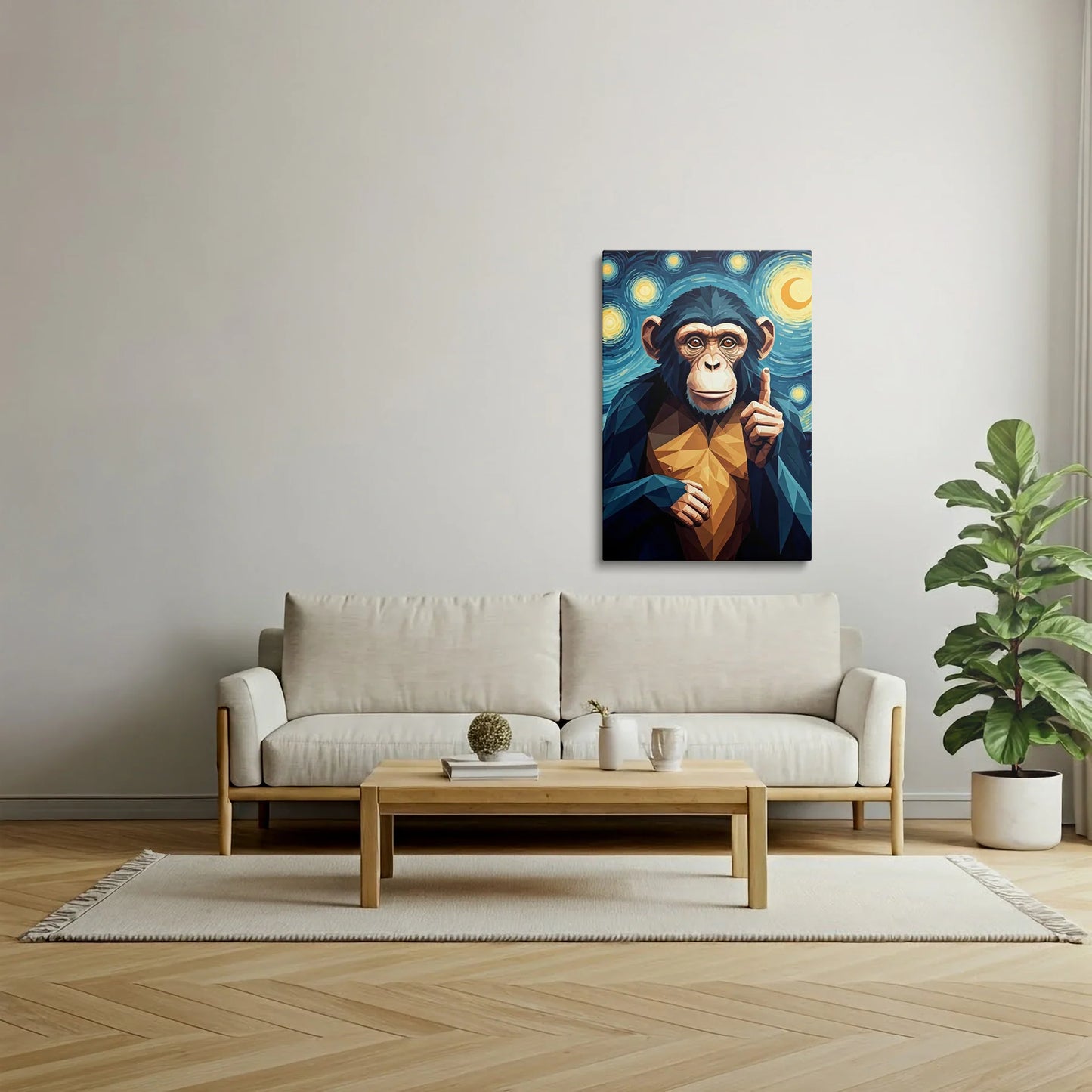Tablou Modern - Portret Geometric de Maimuță 7 - vedere living