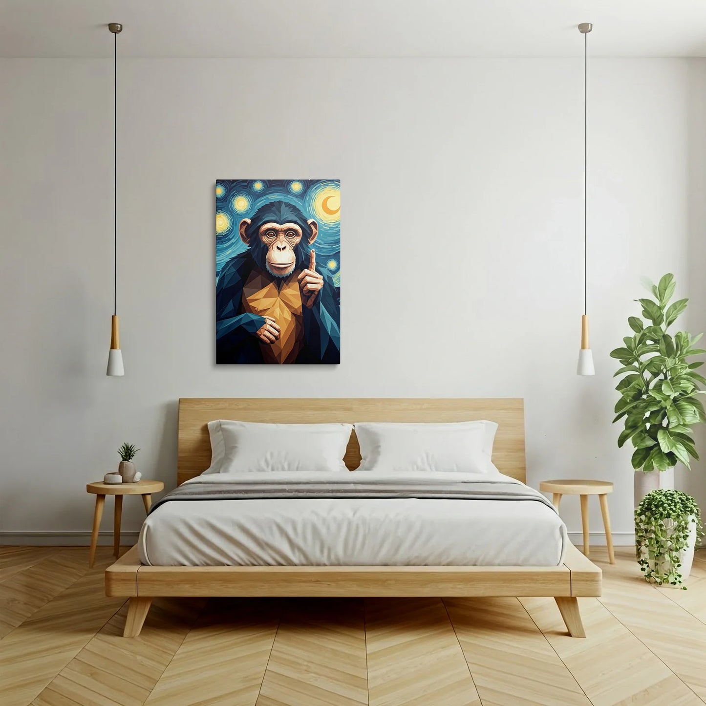 Tablou Modern - Portret Geometric de Maimuță 7 - vedere dormitor