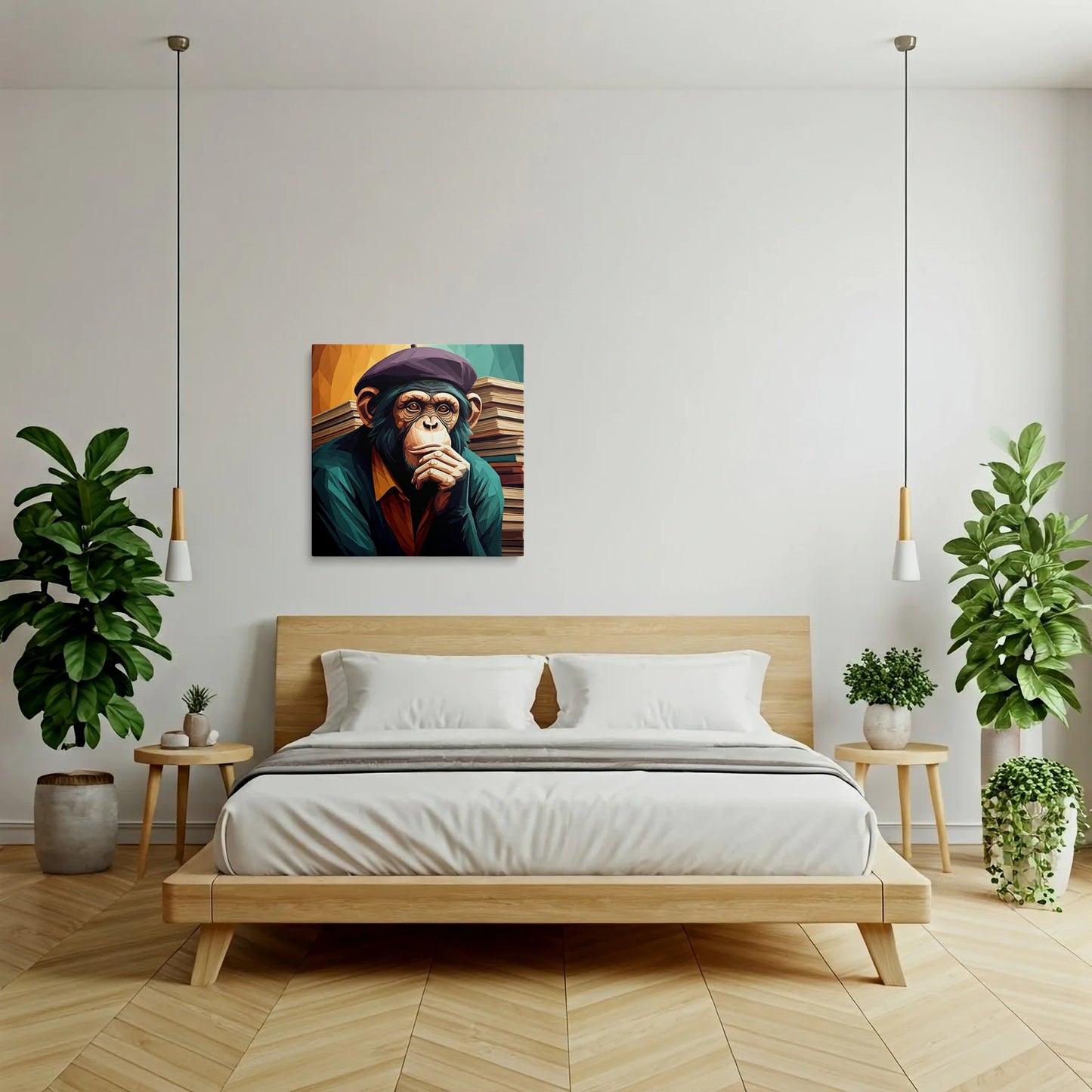 Tablou Modern - Portret Geometric de Maimuță 9 - vedere dormitor