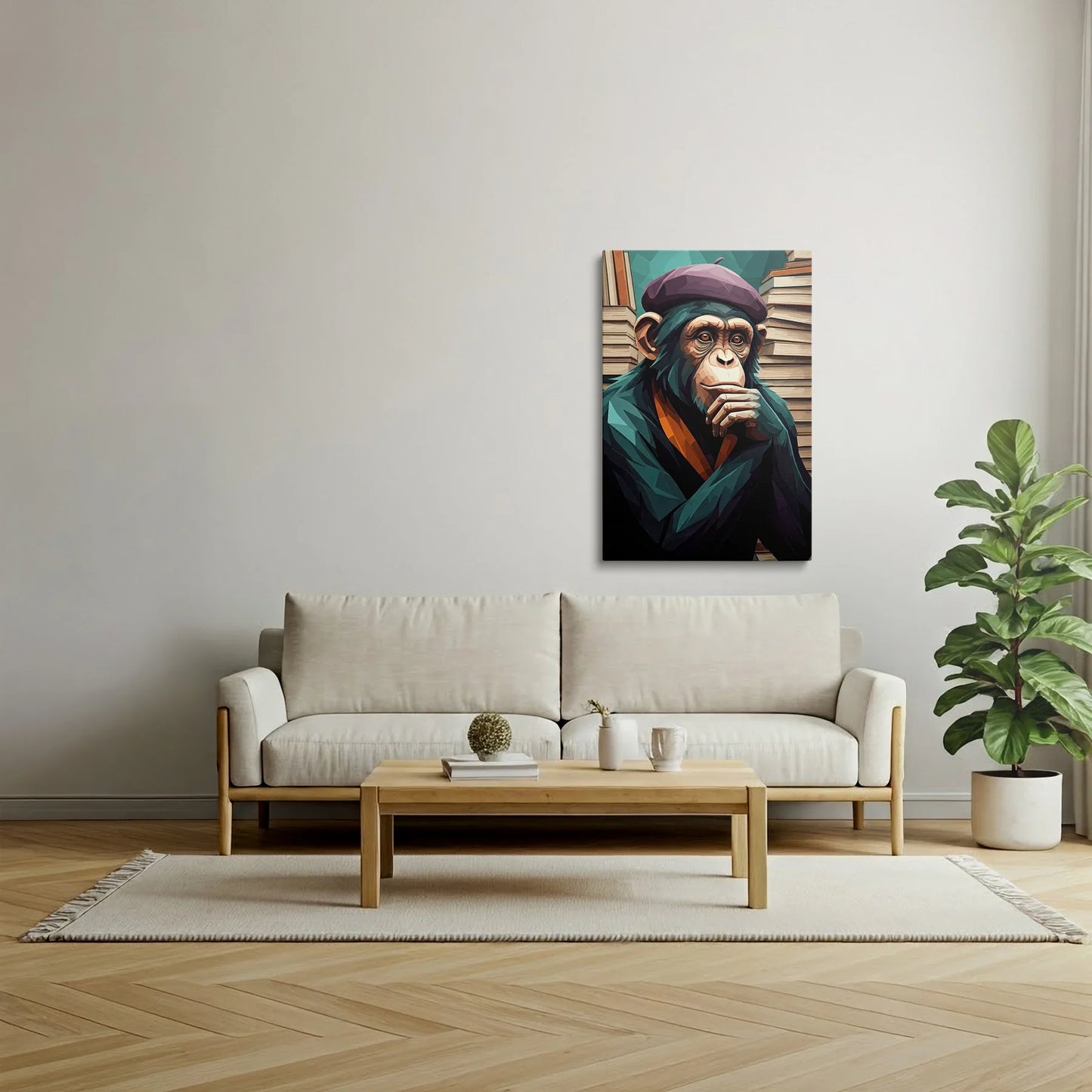 Tablou Modern - Portret Geometric de Maimuță 10 - vedere living