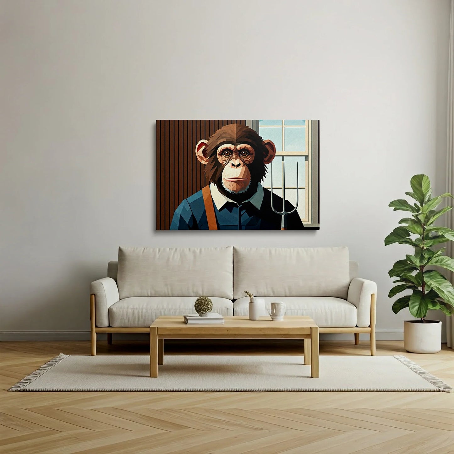 Tablou Modern - Portret Geometric Al Maimuței 9 - vedere living