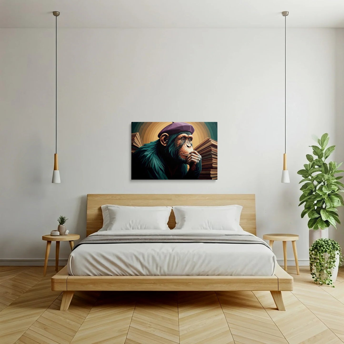 Tablou Modern - Portret Geometric de Maimuță 12 - vedere dormitor