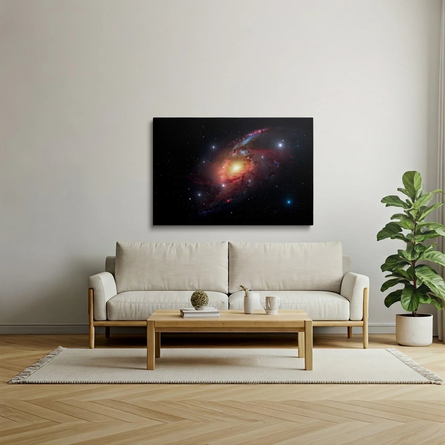 Tablou Peisaje - Universul Cosmic în Culori Intense - vedere din lateral sprijinit perete