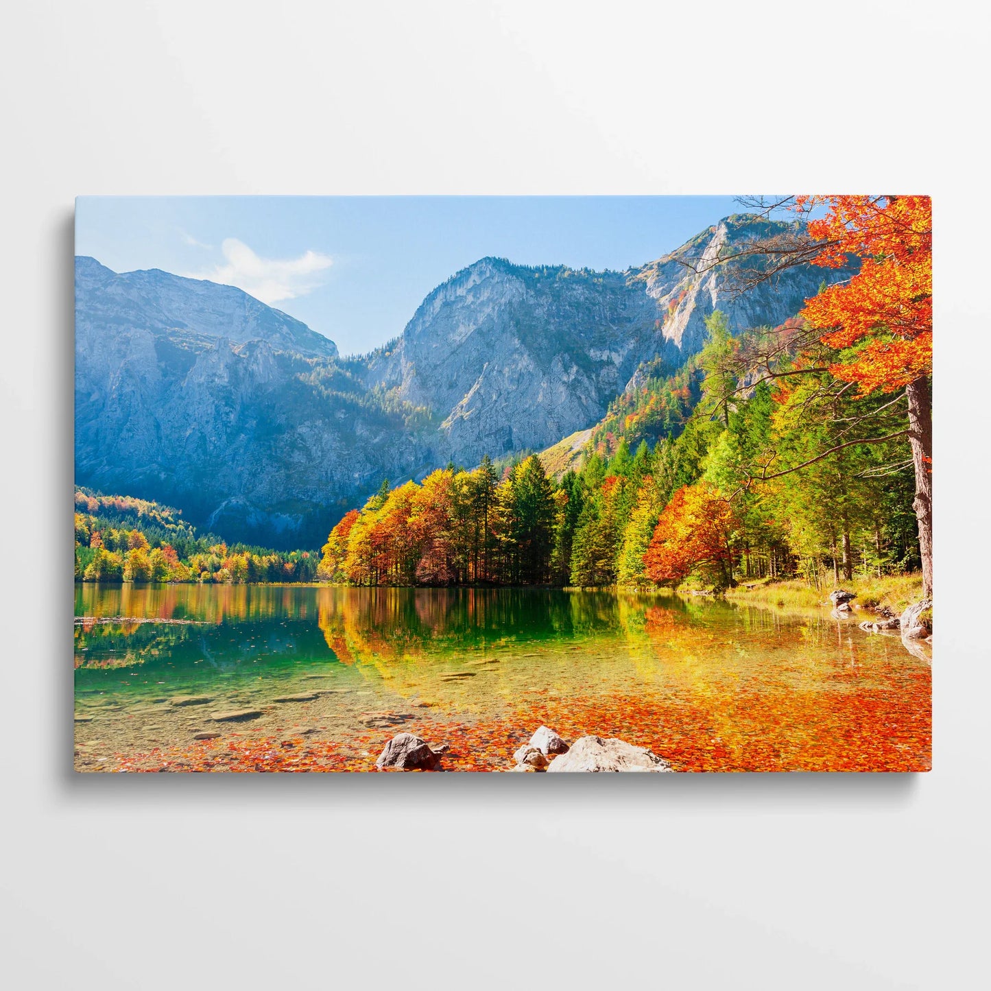 Tablou Peisaje - Lacul Alpin în Toamnă - vedere din fata