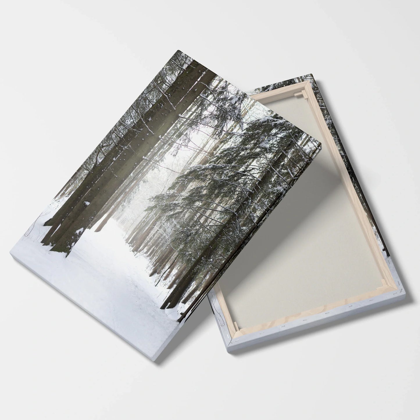 Tablou Peisaje - Întinderi de Zăpadă în Pădure - vedere fata verso