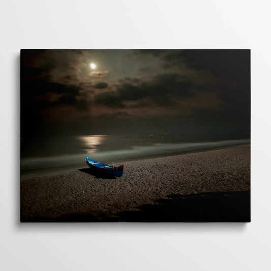 Tablou Peisaje - Barca Pe Țărm Sub Cerul Nocturn - vedere din fata