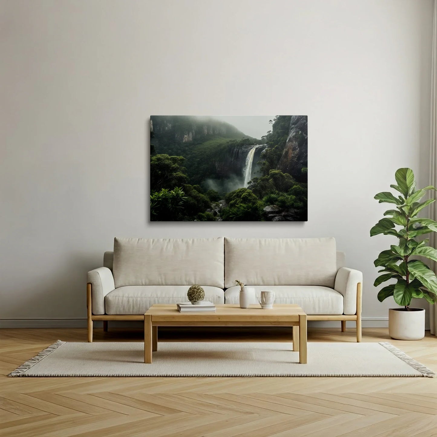 Tablou Peisaje - Cascadă în Natură Sălbatică - vedere living