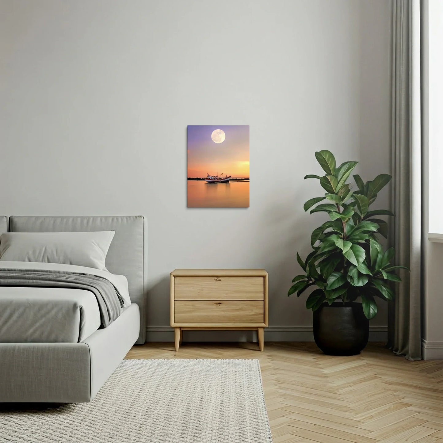 Tablou Peisaje - Barcă Pe Râu La Apus - vedere dormitor