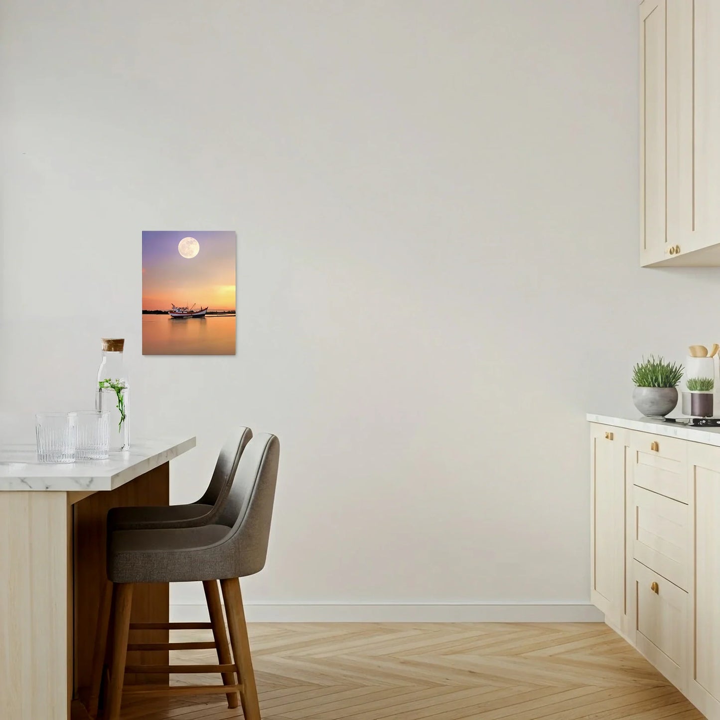 Tablou Peisaje - Barcă Pe Râu La Apus - vedere bucatarie