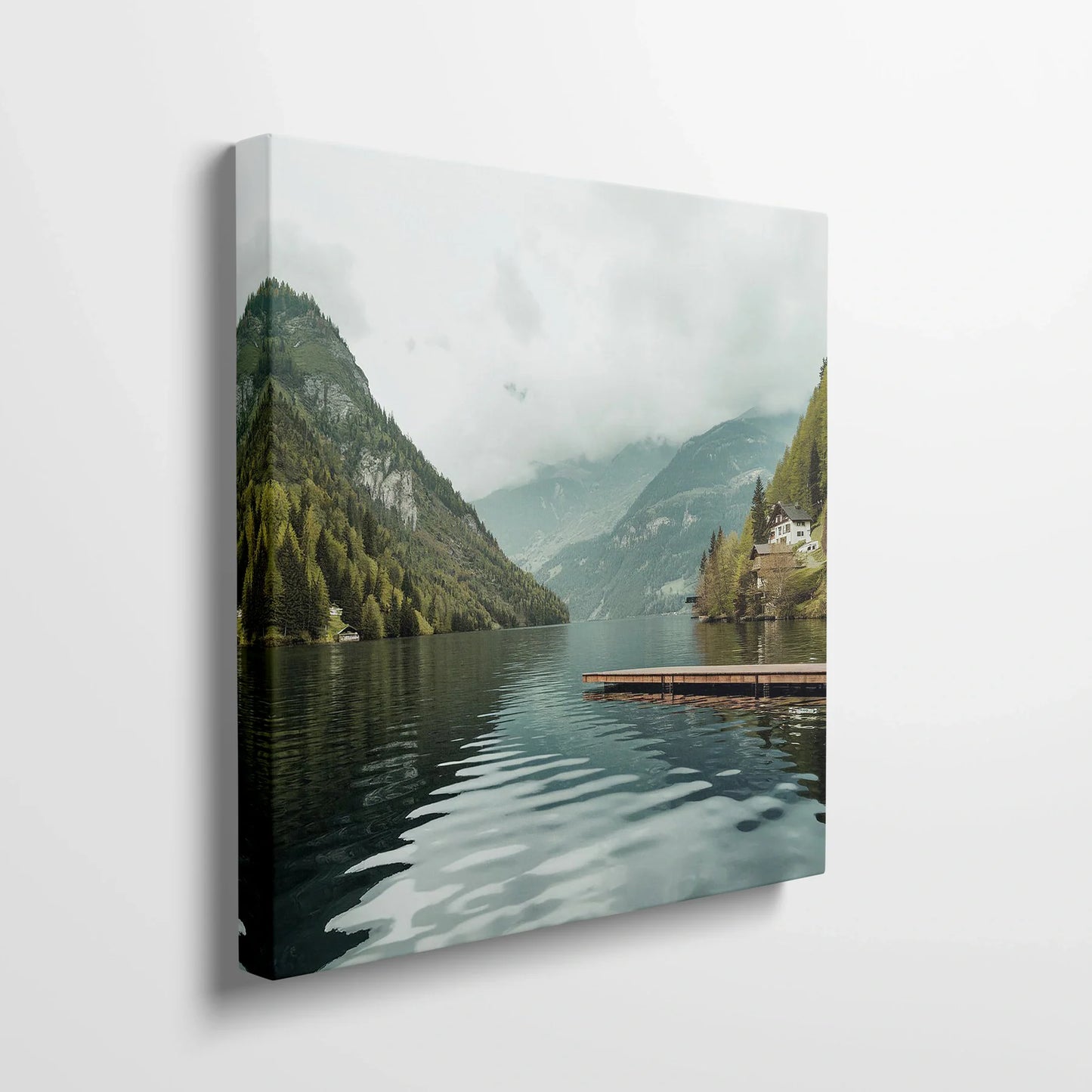 Tablou Peisaje - Lac Alpin Serene - vedere din lateral sprijinit perete