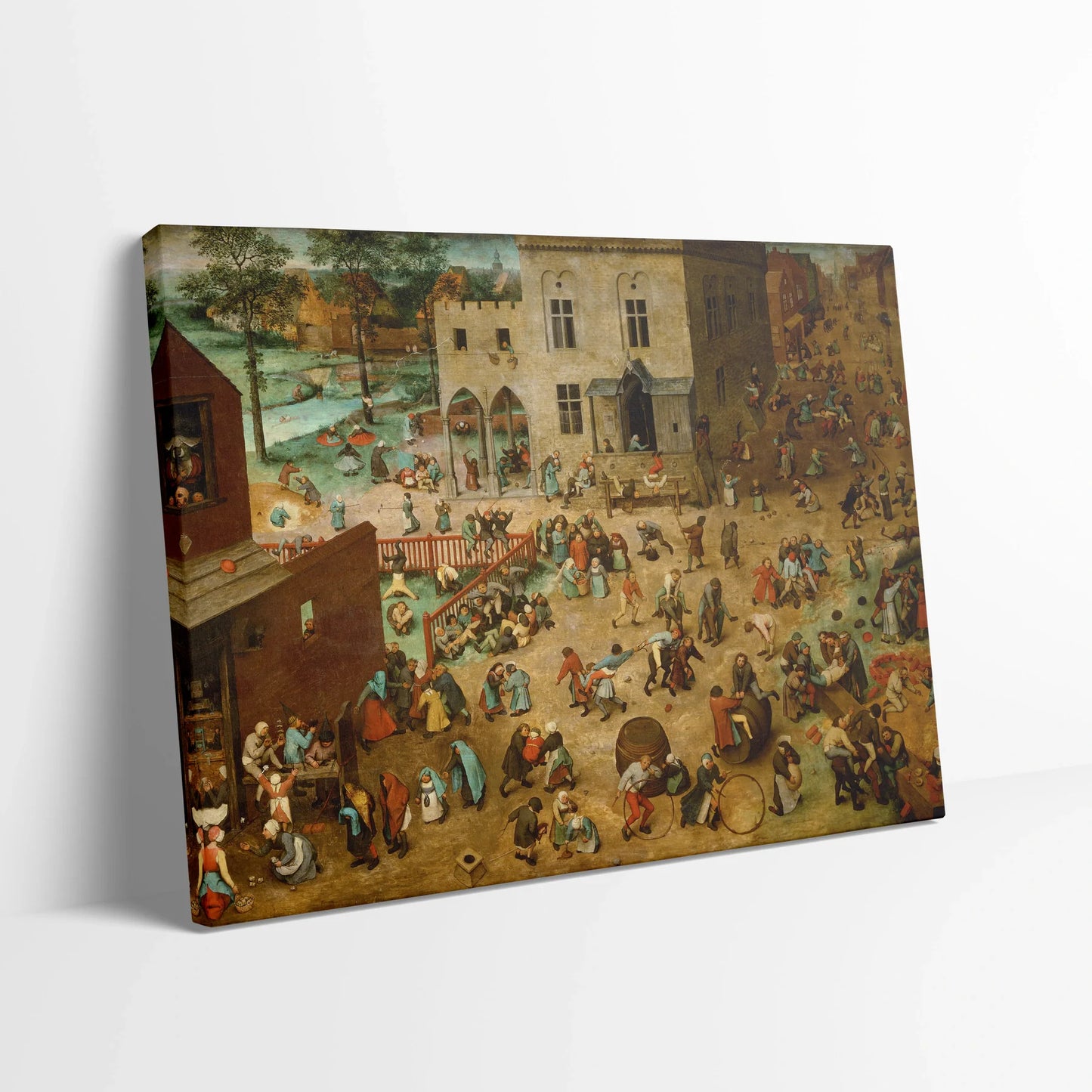 Tablou picturi celebre - Jocuri de copii, P. Bruegel - vedere din lateral sprijinit perete