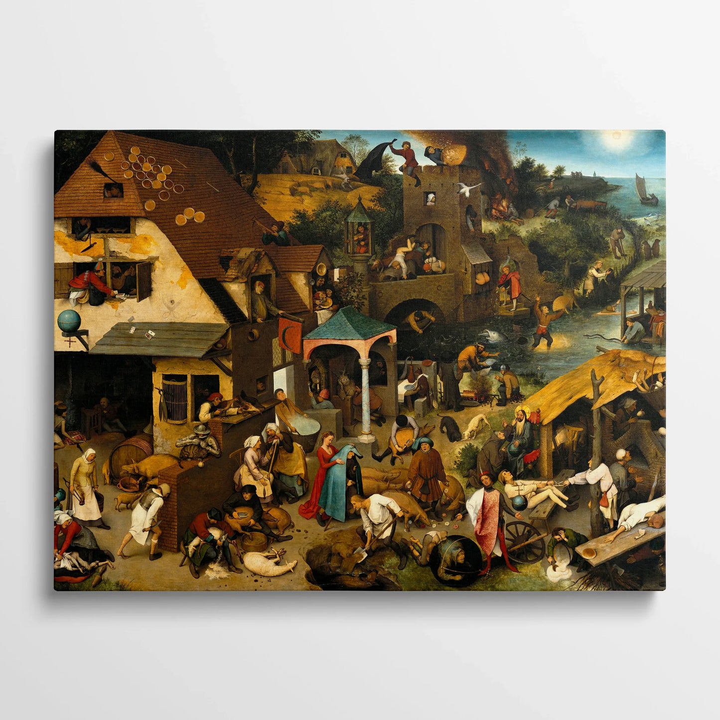Tablou picturi celebre - Proverbe olandeze, P. Bruegel - vedere din fata