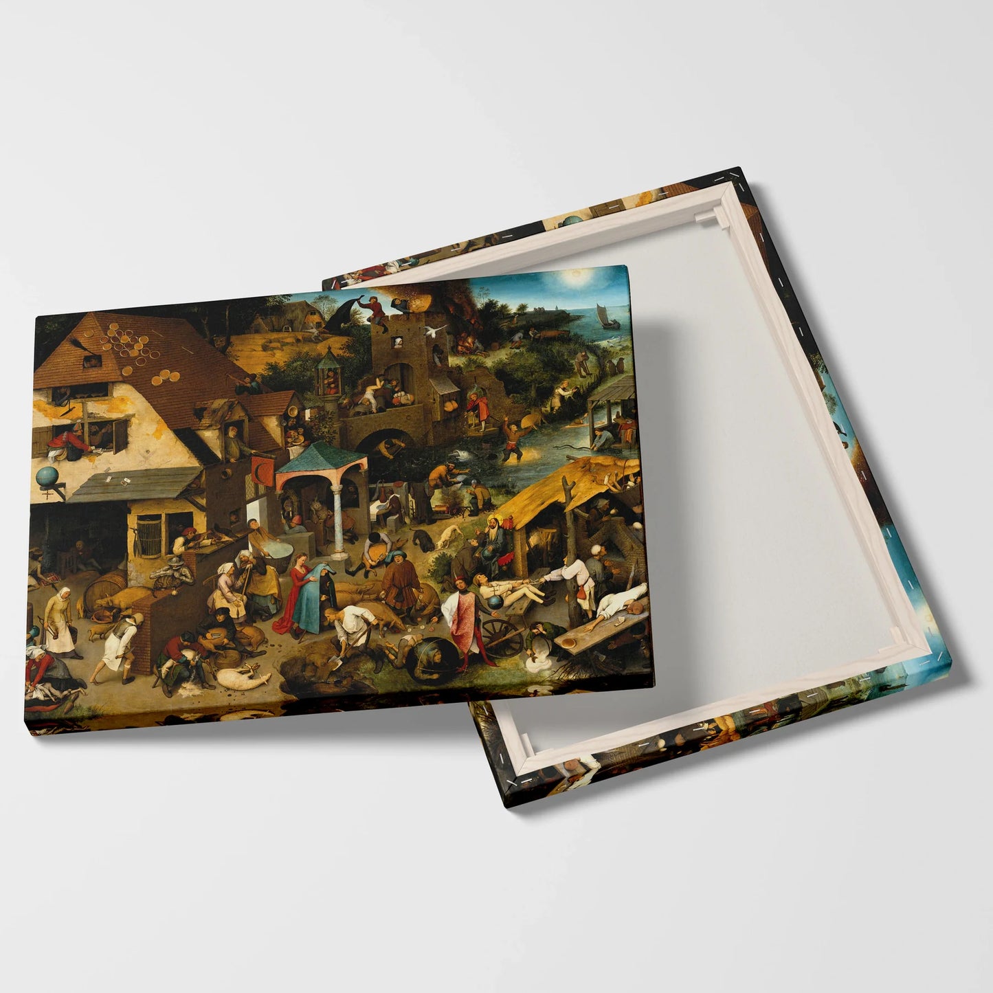Tablou picturi celebre - Proverbe olandeze, P. Bruegel - vedere fata verso