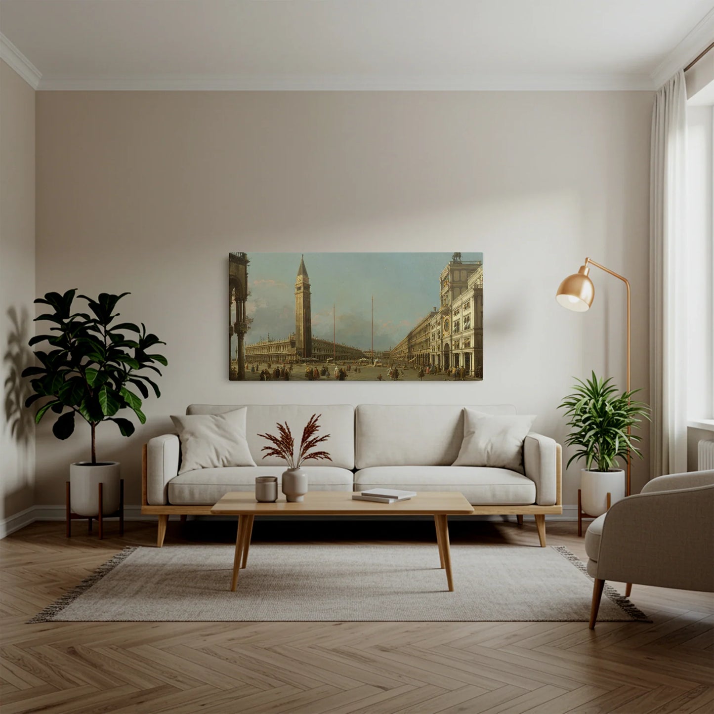 Tablou picturi celebre - Piazza San Marco privire SV, Canaletto - vedere living 1