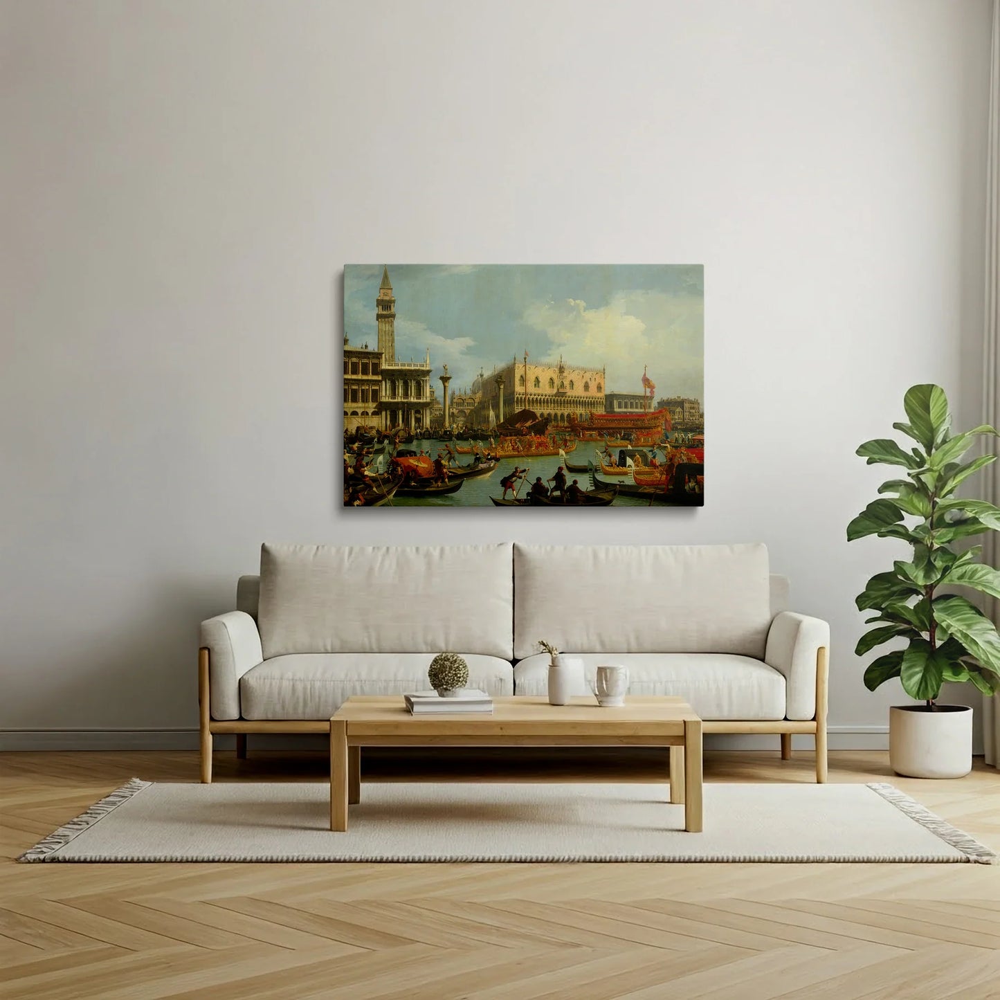 Tablou picturi celebre - Întoarcerea bucintorului la Molo, Canaletto - vedere living
