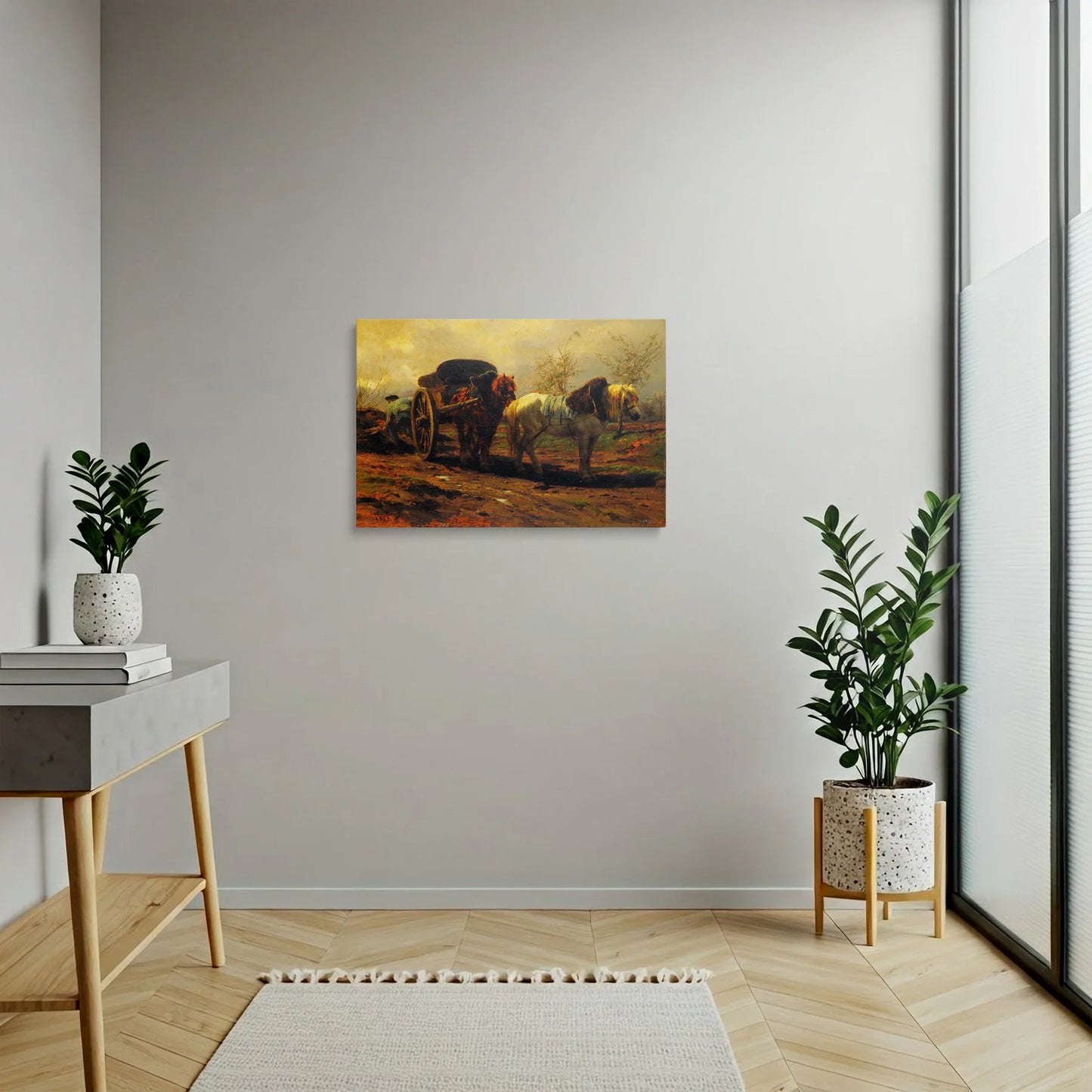 Tablou picturi celebre - Doi cai pentru o căruță, Jules Bonheur - vedere hol