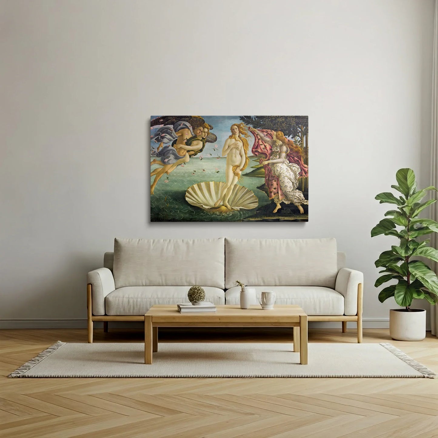 Tablou picturi celebre - Nașterea Lui Venus, Botticelli - vedere living