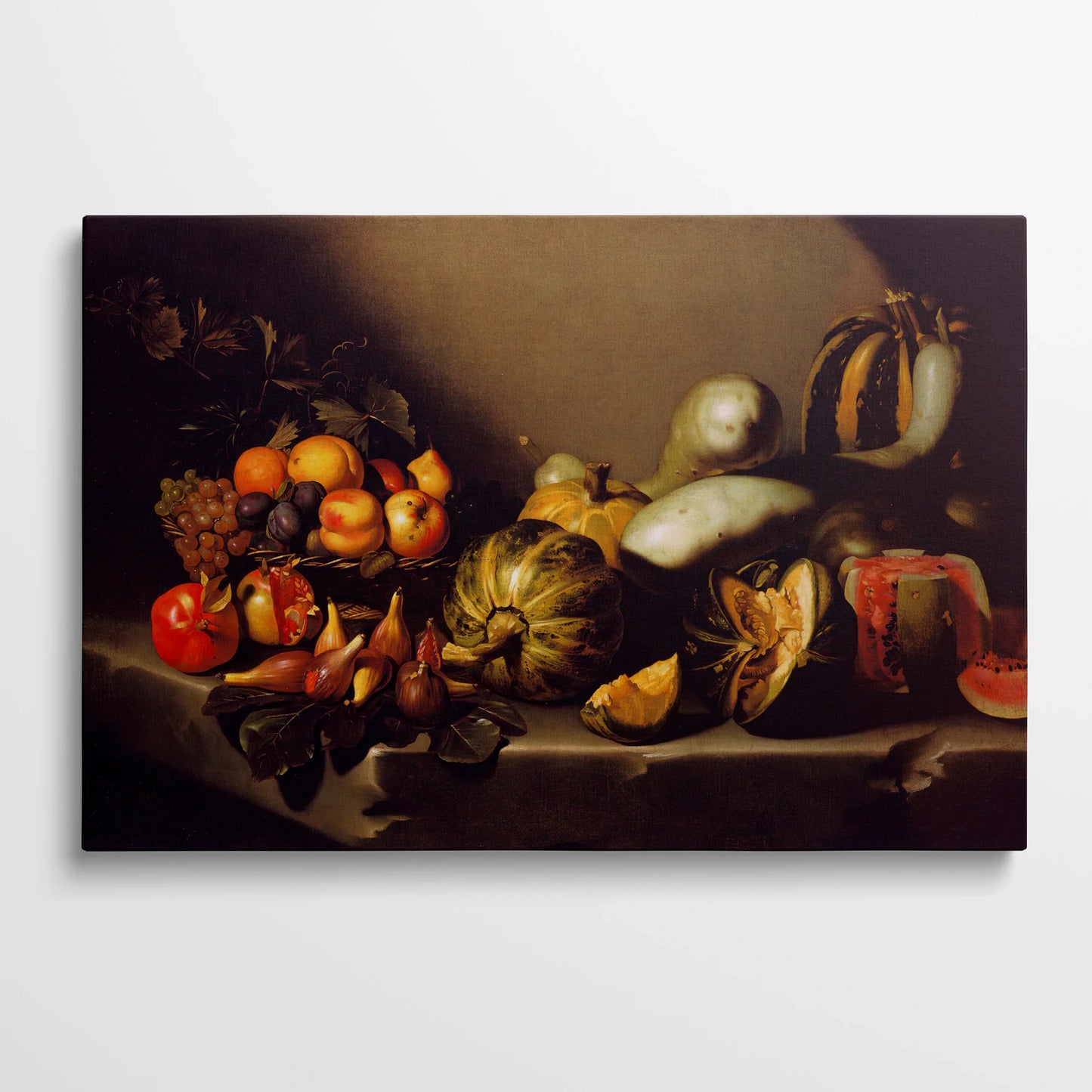 Tablou picturi celebre - Natură moartă cu fructe, Caravaggio - vedere din fata