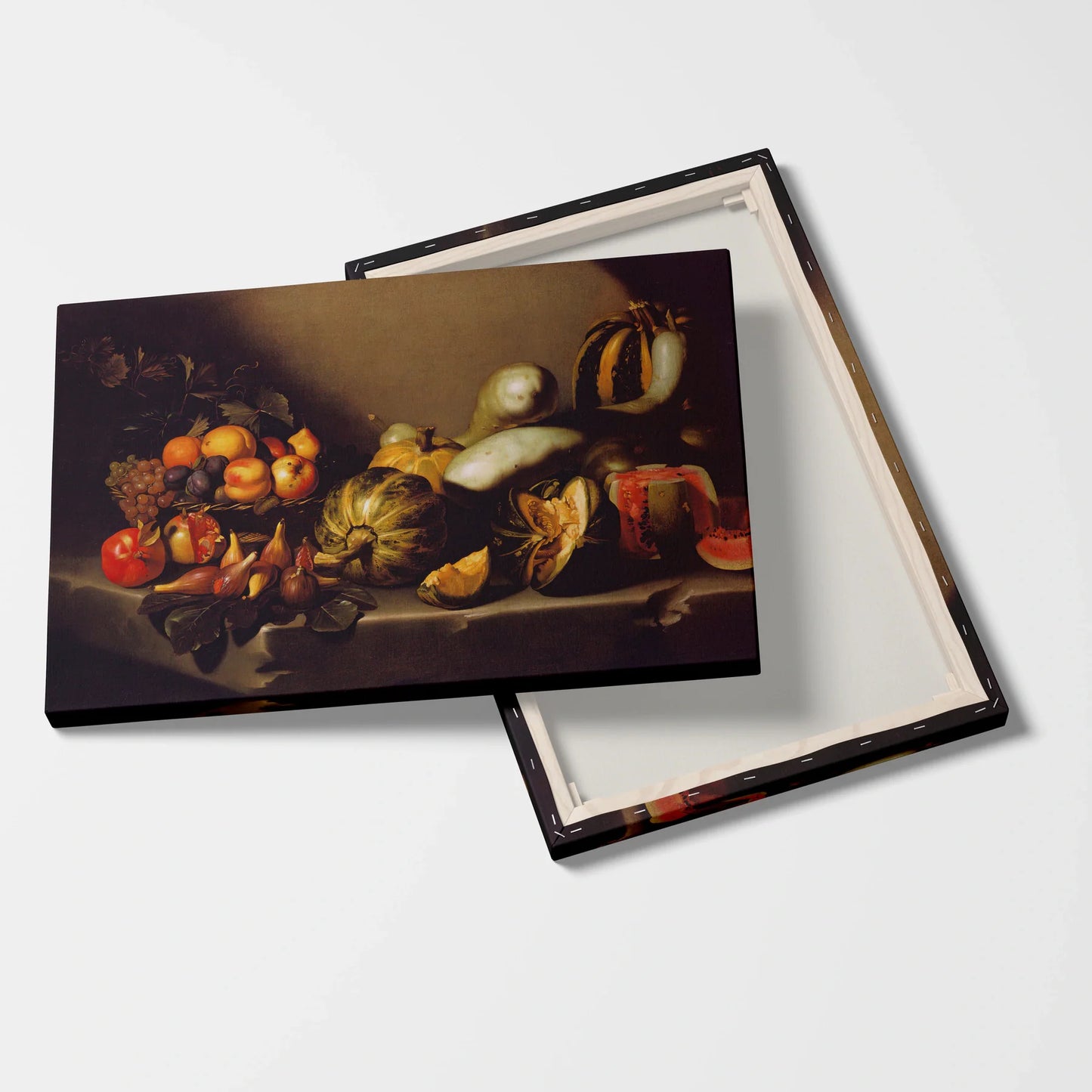 Tablou picturi celebre - Natură moartă cu fructe, Caravaggio - vedere fata verso
