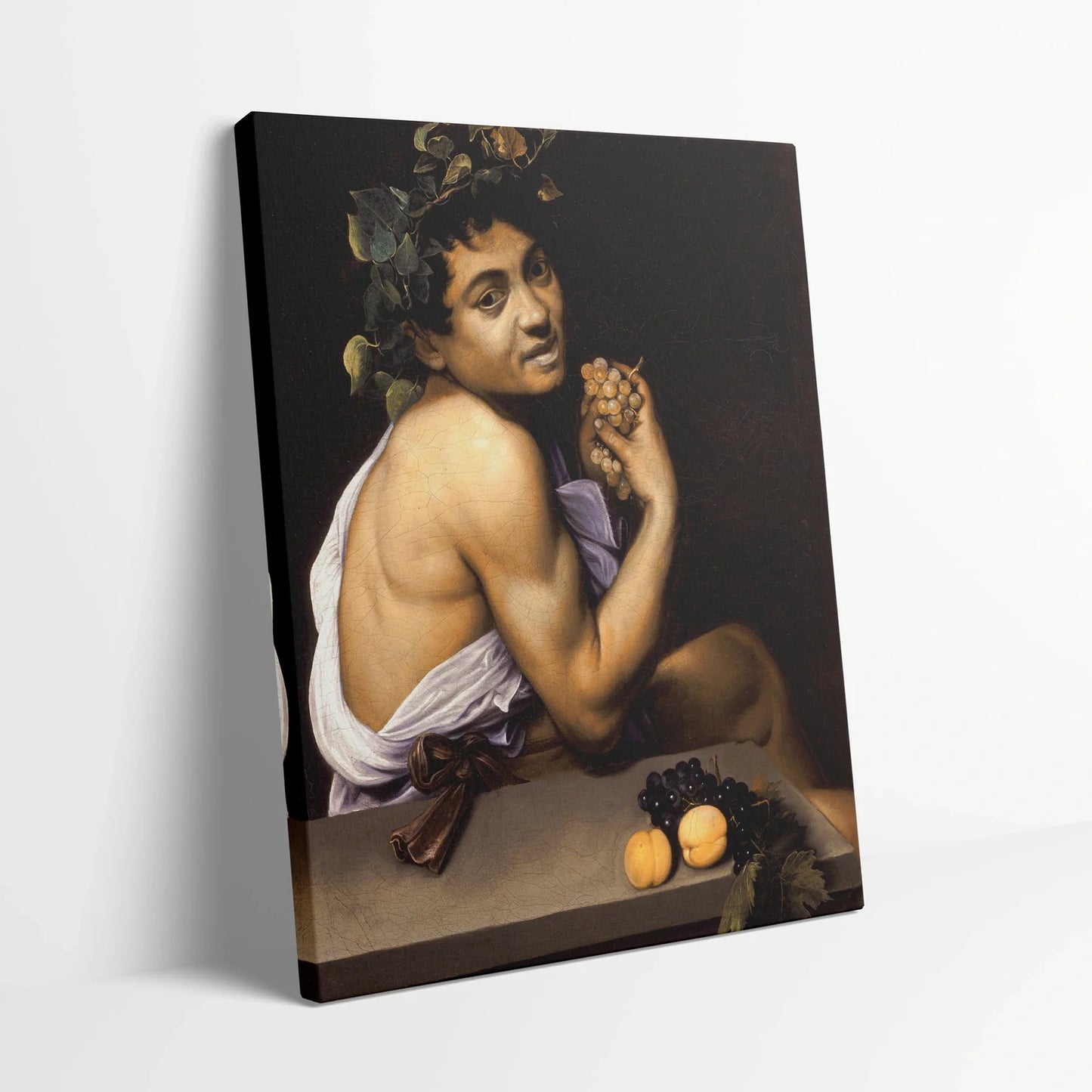 Tablou picturi celebre - Bacchus tânăr bolnav, Caravaggio - vedere din lateral sprijinit perete