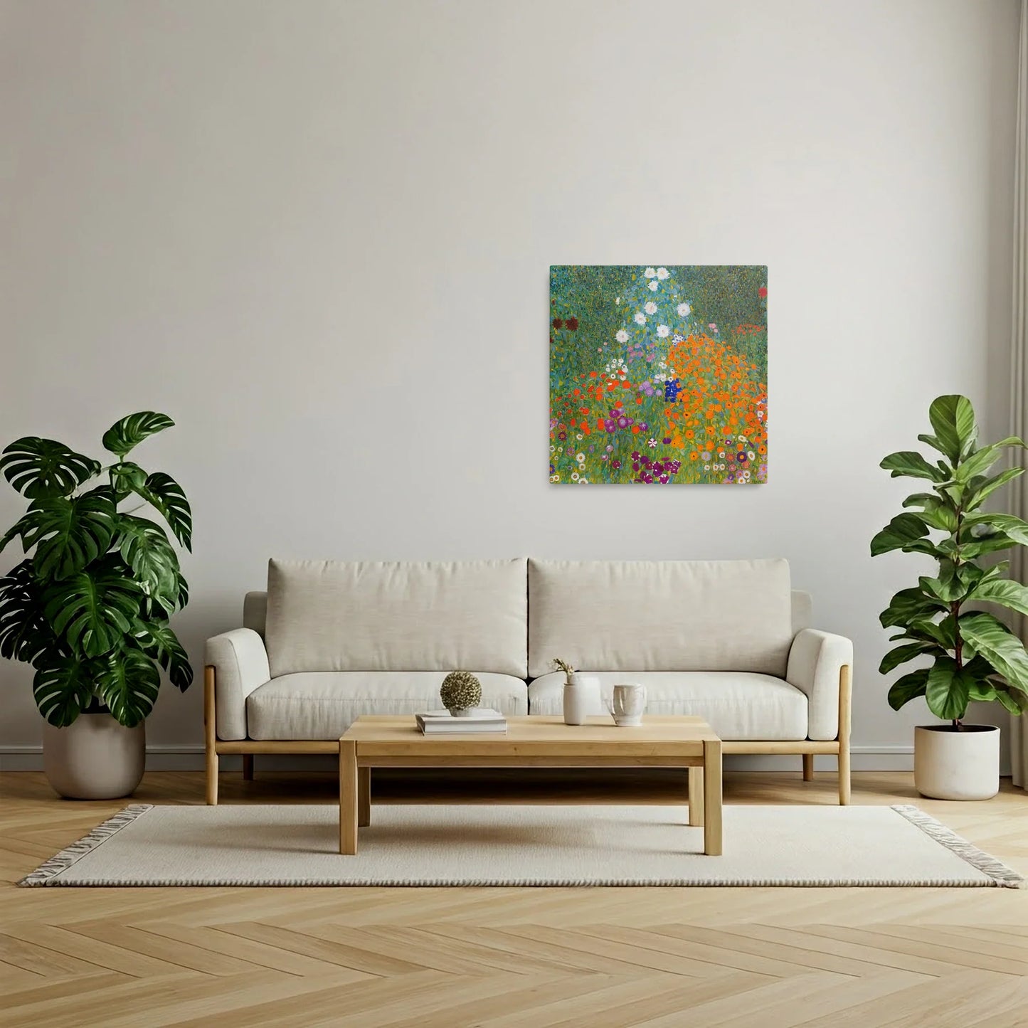 Tablou picturi celebre - Grădina de Pește (Cottage Garden), Klimt - vedere living