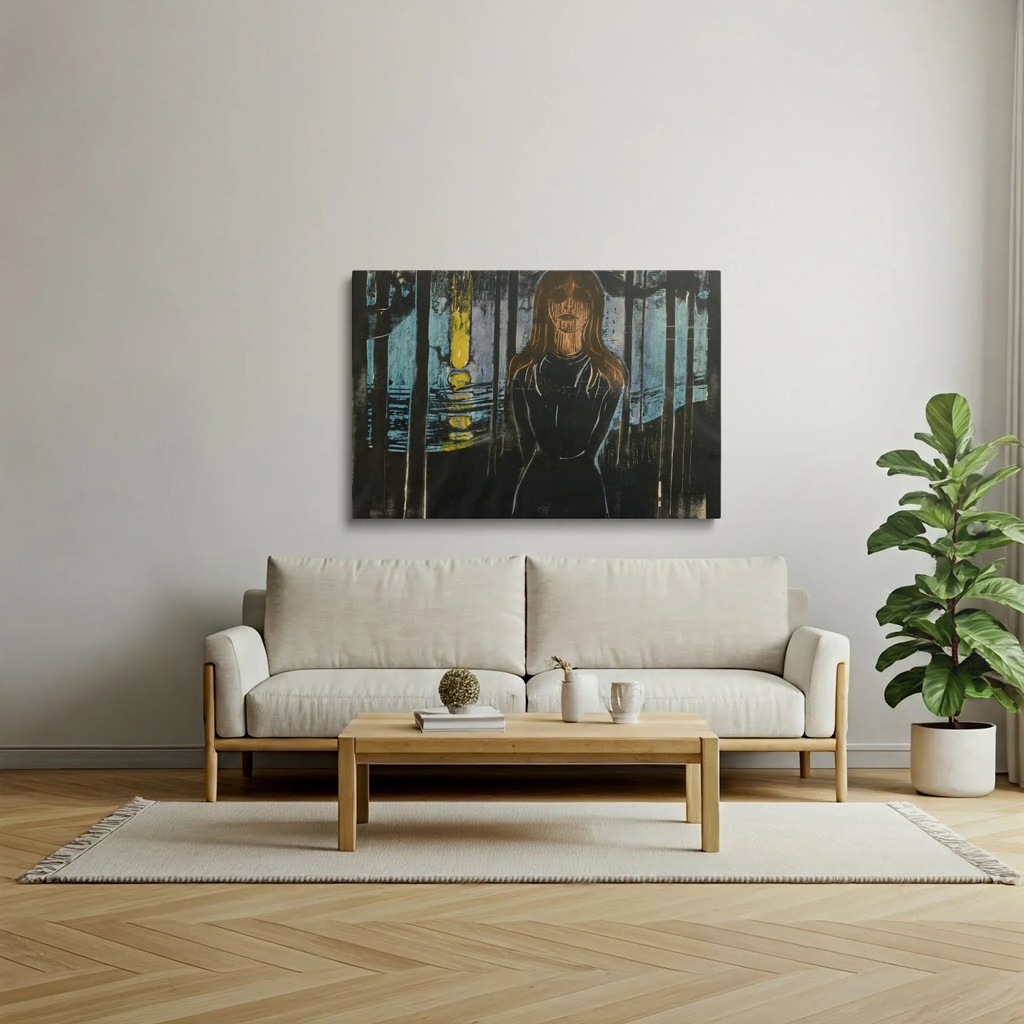 Tablou picturi celebre - Noaptea de vară, Munch - vedere living